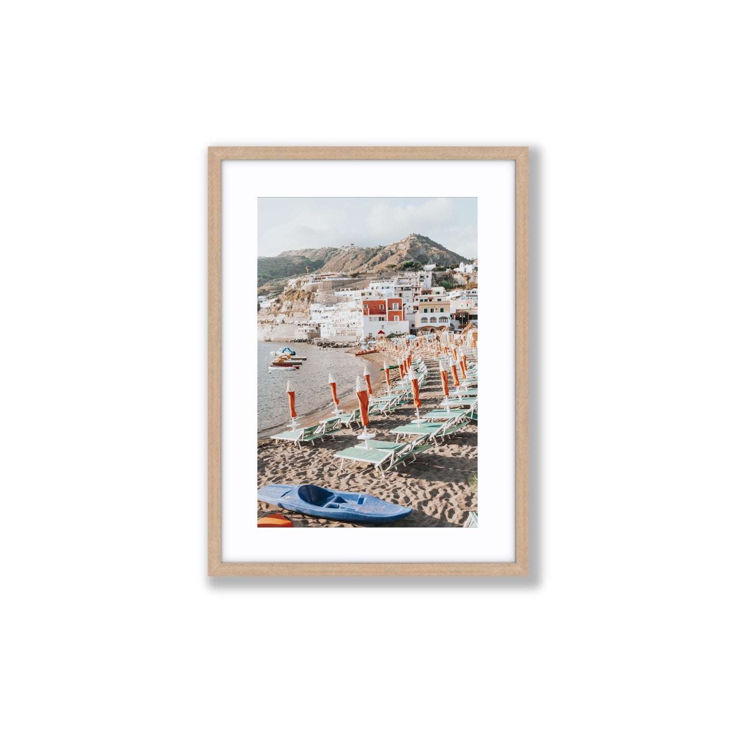 L'Isola del Paradiso Ischia Mediterranean wall art Medium fine art print in natural oak frame with matboard