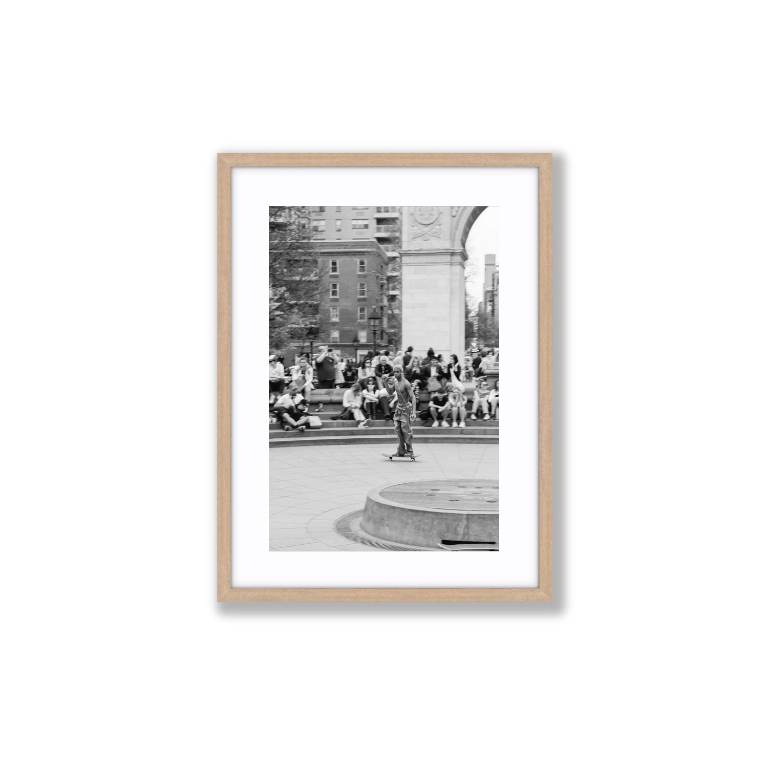 Parkside Pirouettes New York NYC Black & White wall art Medium fine art print in natural oak frame with matboard