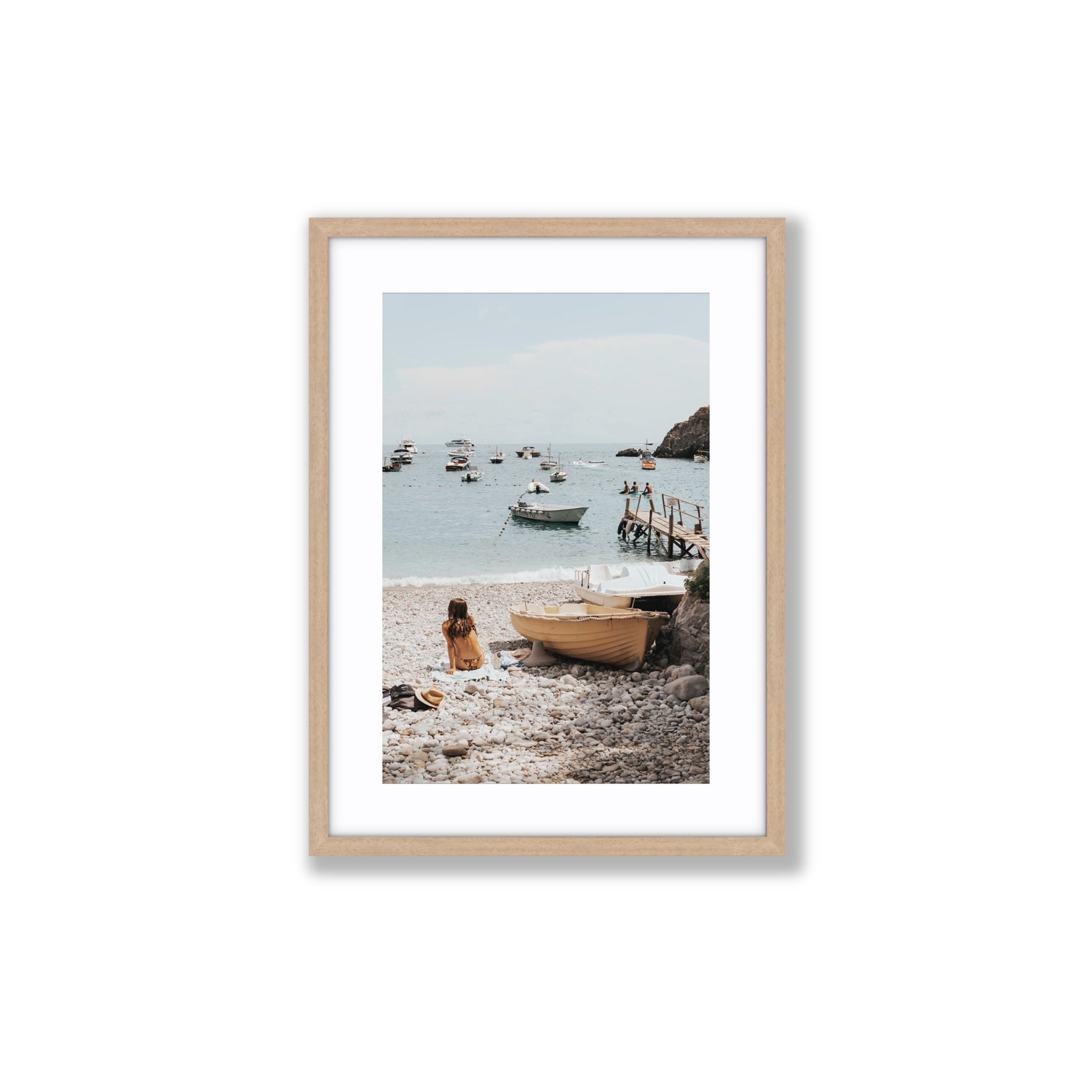 Solo Sojourn Nerano wall art Medium fine art print in natural oak frame with matboard