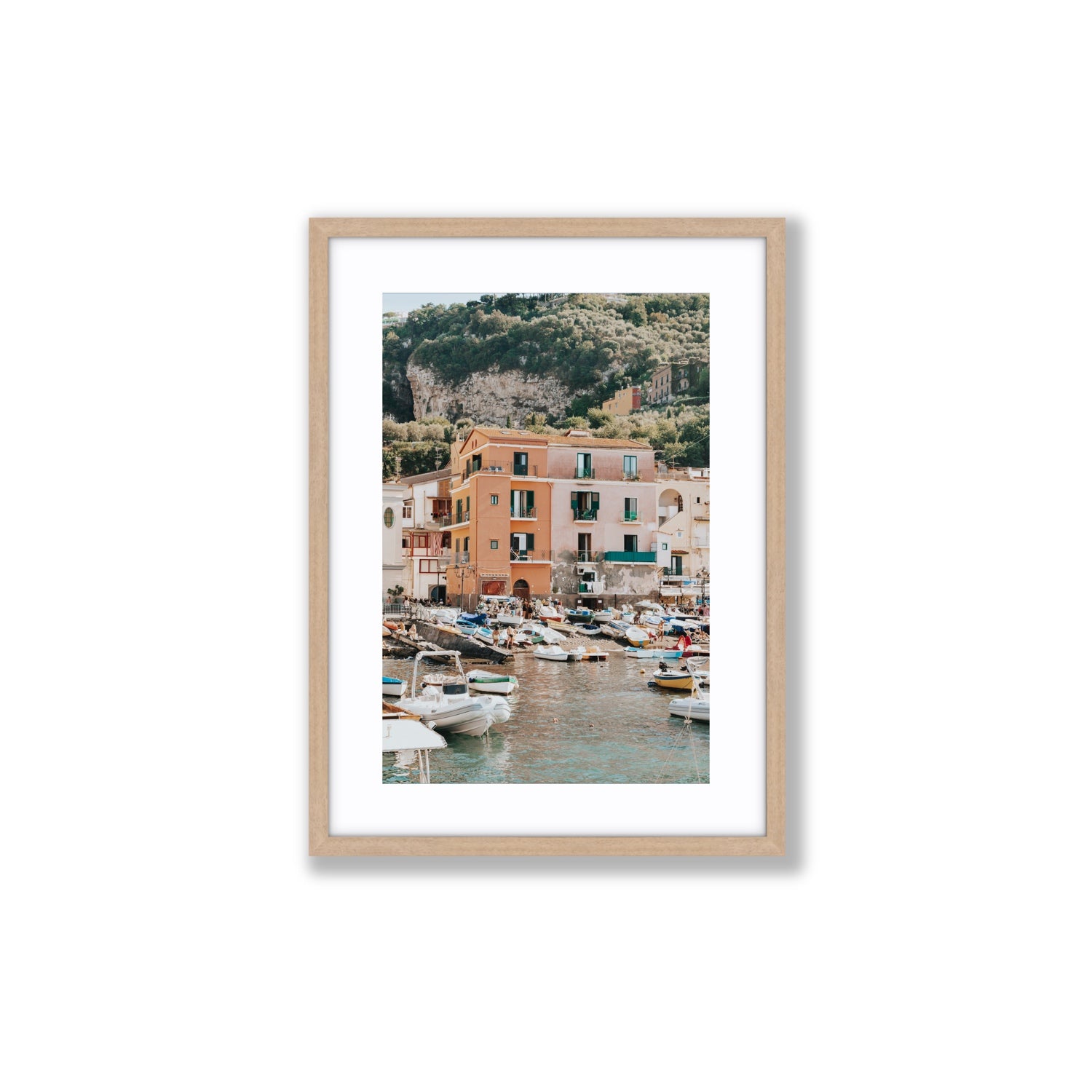 Boatyard Bliss fine art print, Sorrento, Italy, Medium, Natural Oak Frame · Matboard, Fine Art Print