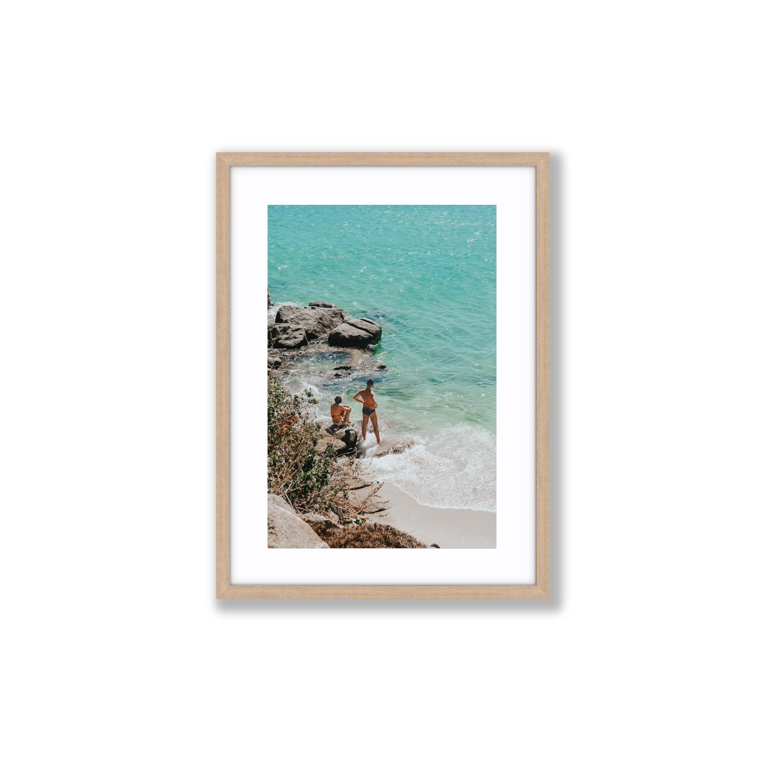 Scene Stealers Mykonos Greek island wall art Medium fine art print in natural oak frame with matboard