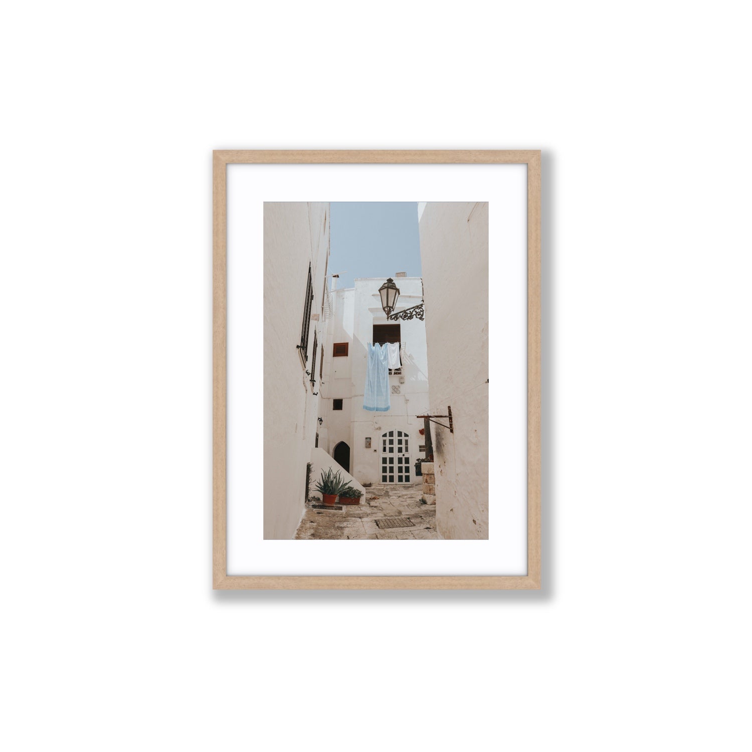 Laundry Day fine art print, Puglia, Italy, Medium, Natural Oak Frame · Matboard, Fine Art Print