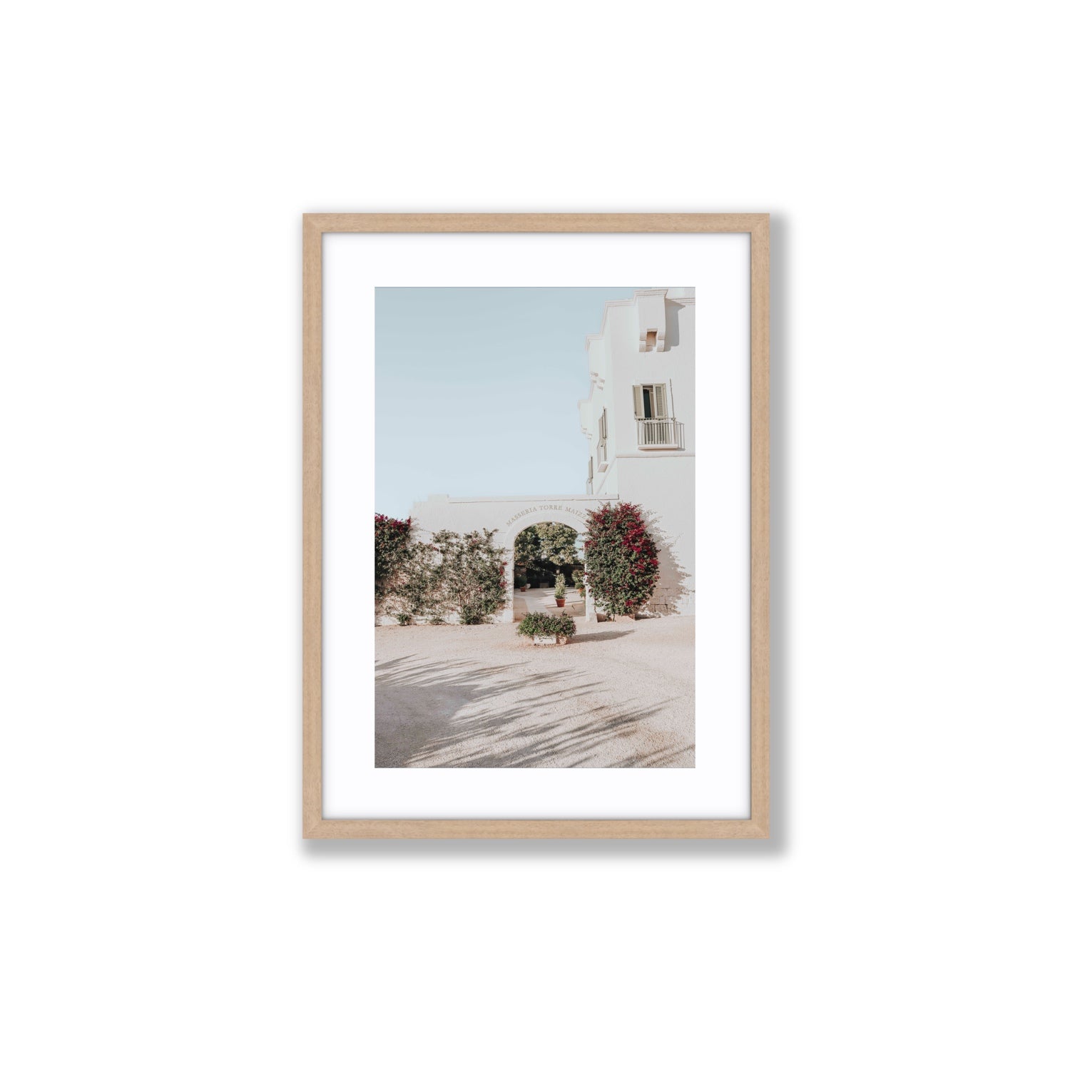 Villa Retreat fine art print, Puglia, Italy, Medium, Natural Oak Frame · Matboard, Fine Art Print