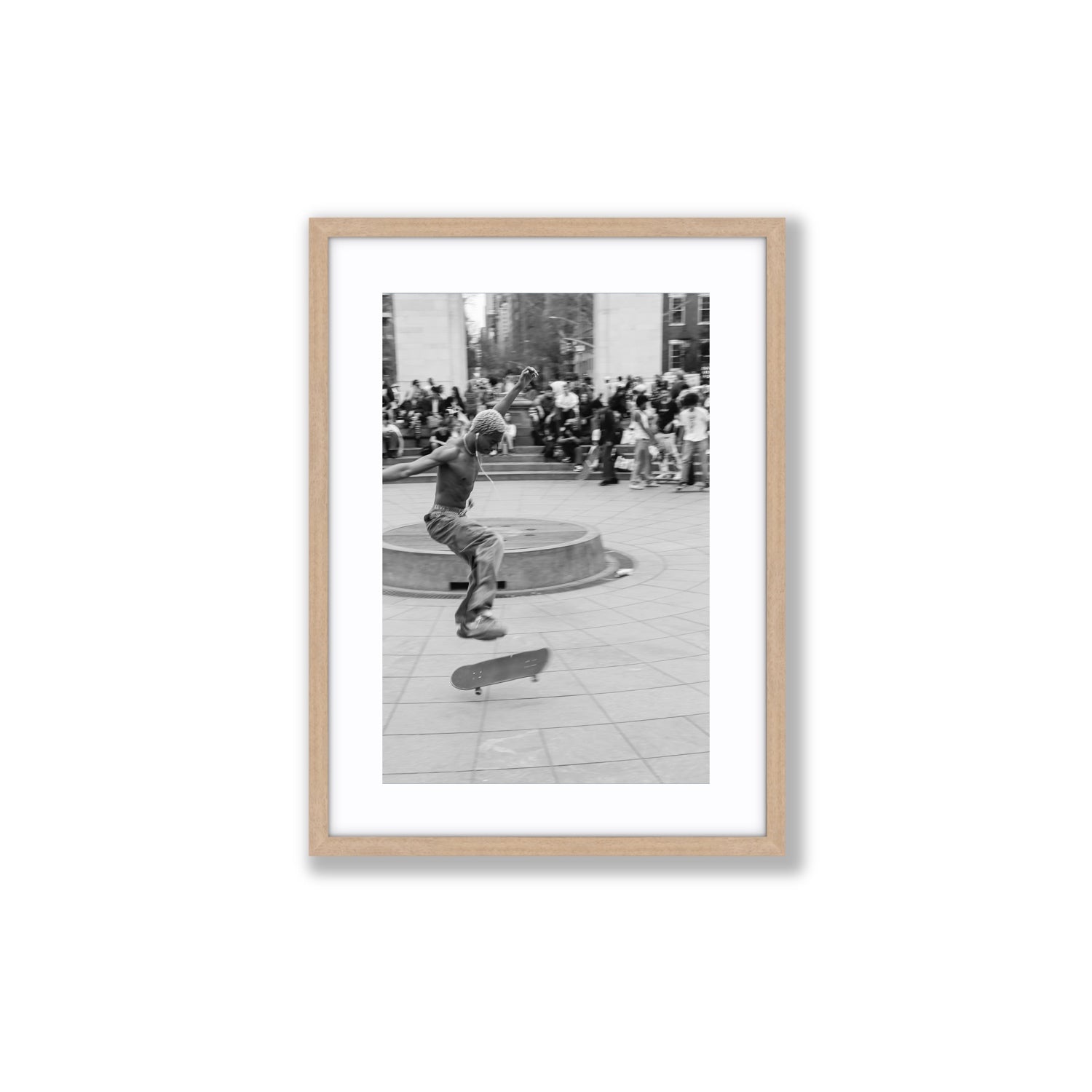 Airborne Rhythms New York NYC Black & White wall art Medium fine art print in natural oak frame with matboard