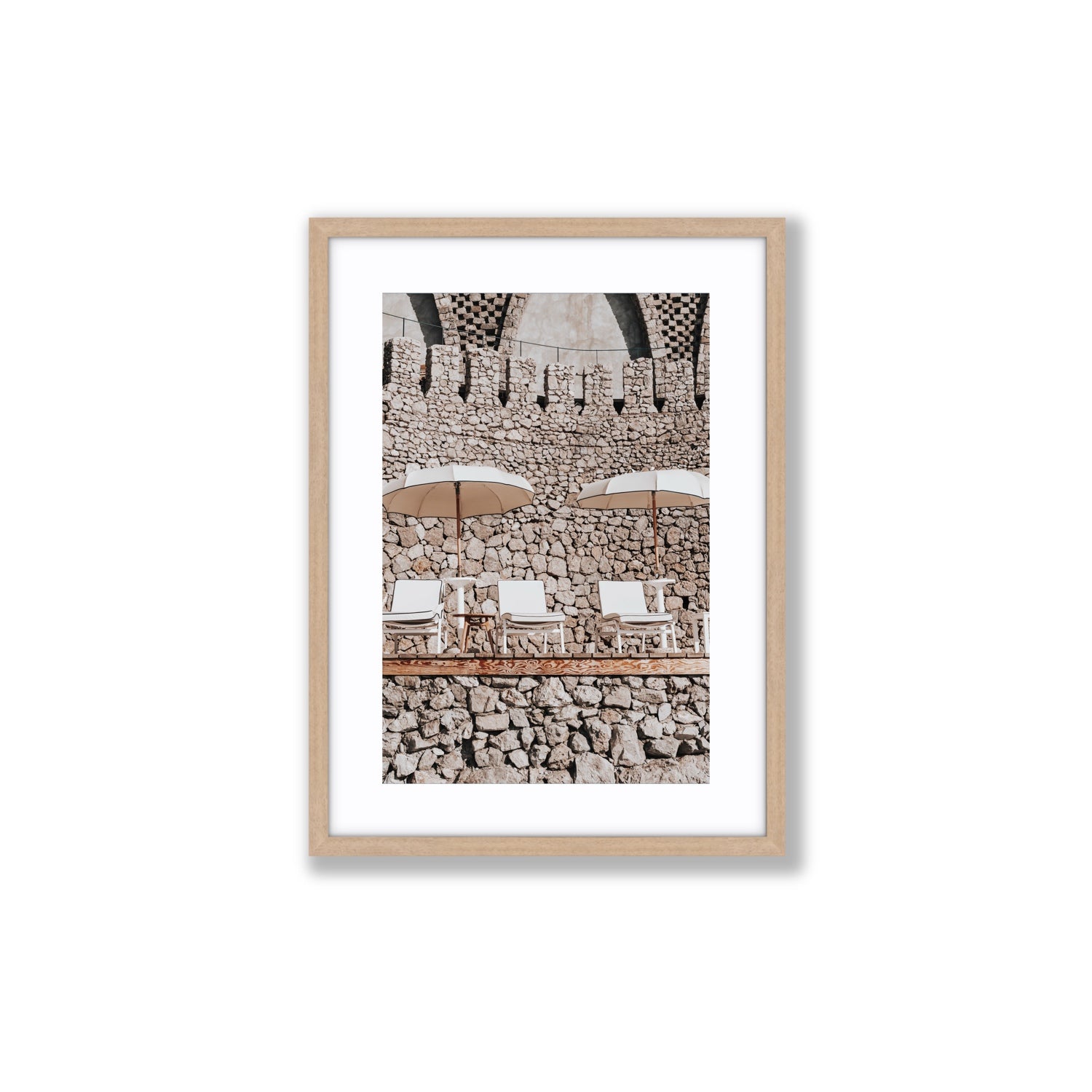 Pietra Amalfitana fine art print, Amalfi, Italy, luxury escapes artwork, Medium, Natural Oak Frame · Matboard, Fine Art Print