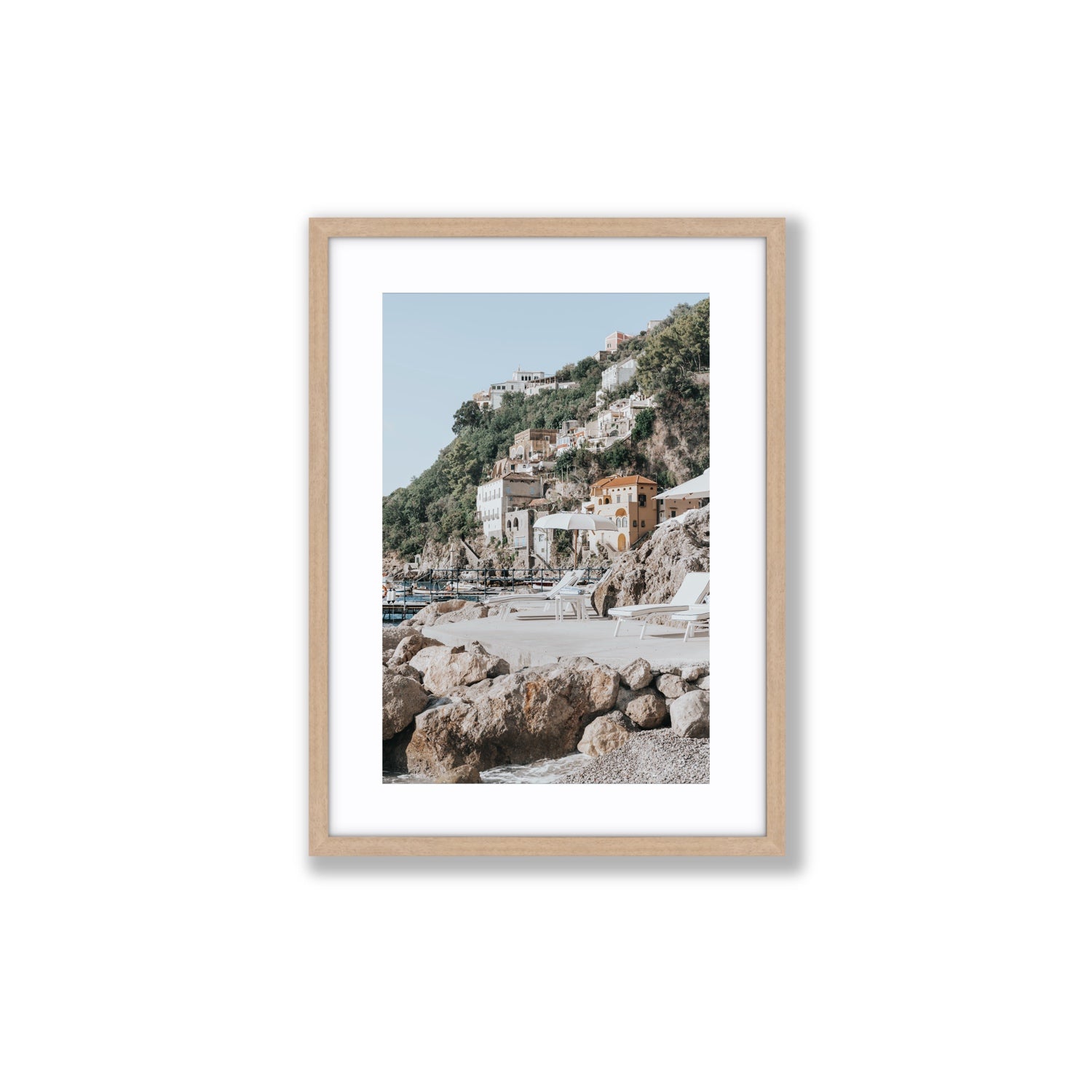 Dolce Coast Amalfi travel photography wall art medium fine art print in natural oak frame with matboard