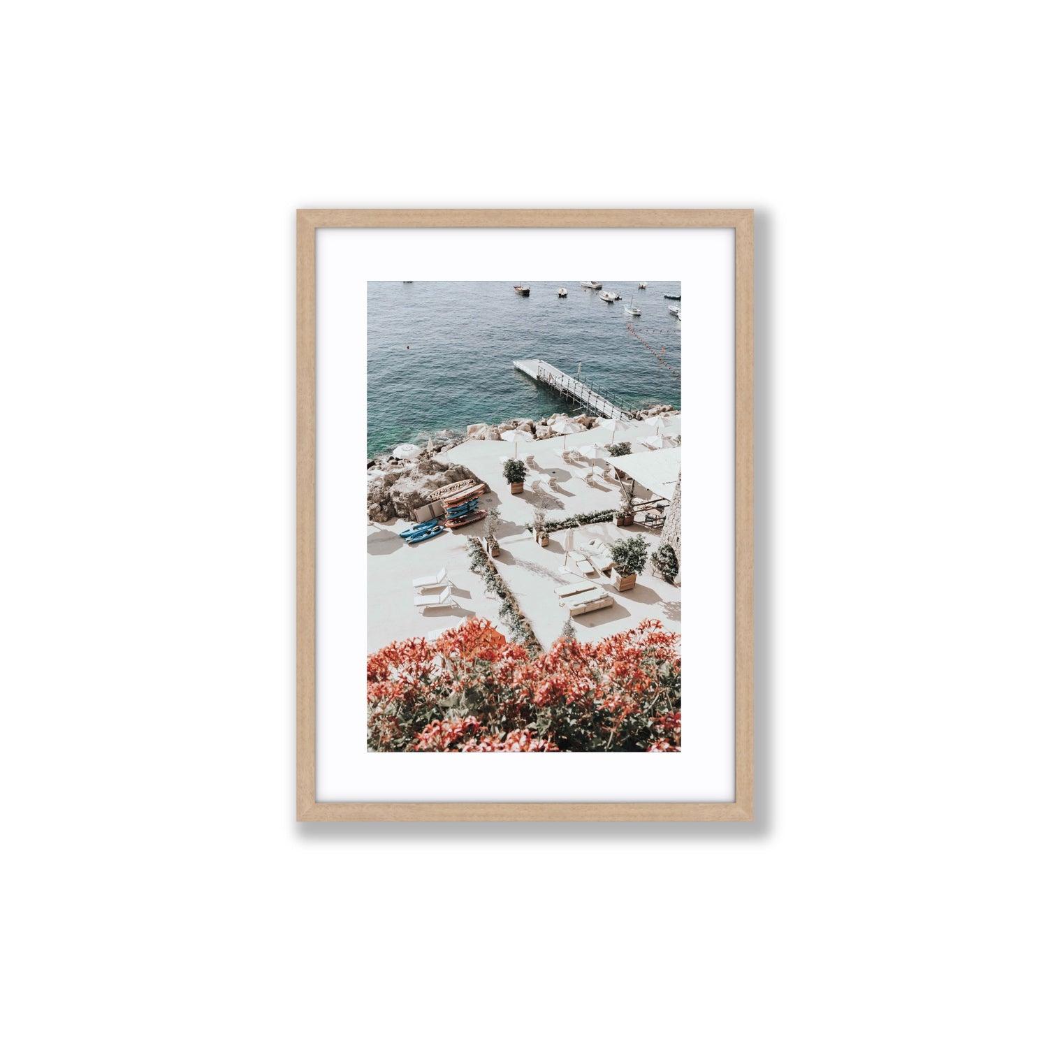 A Work of Art Amalfi coastal wall art Medium fine art print in natural oak frame with matboard
