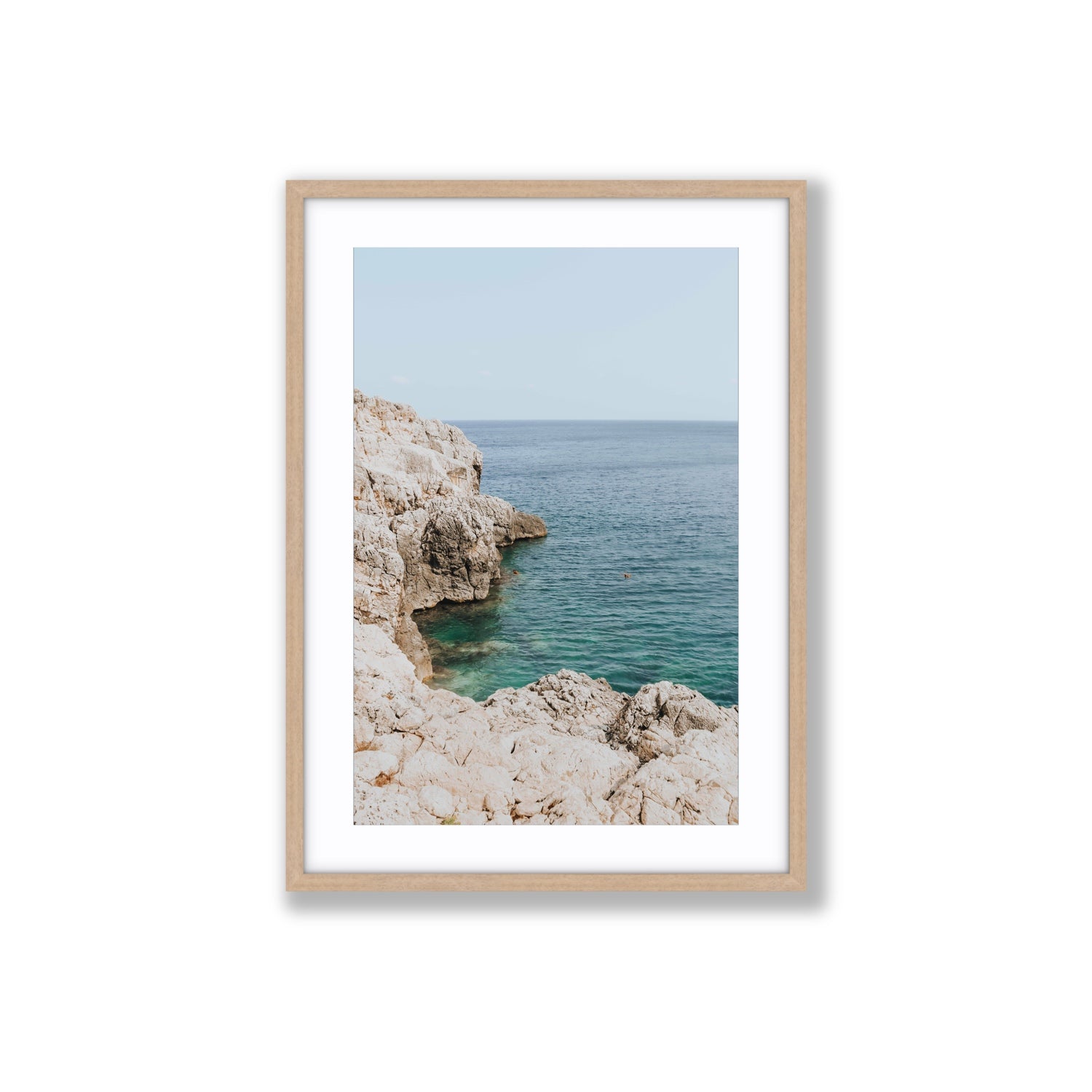 Healing Immersion Puglia Wall Mediterranean fine art print Large fine art print in natural oak frame with matboard