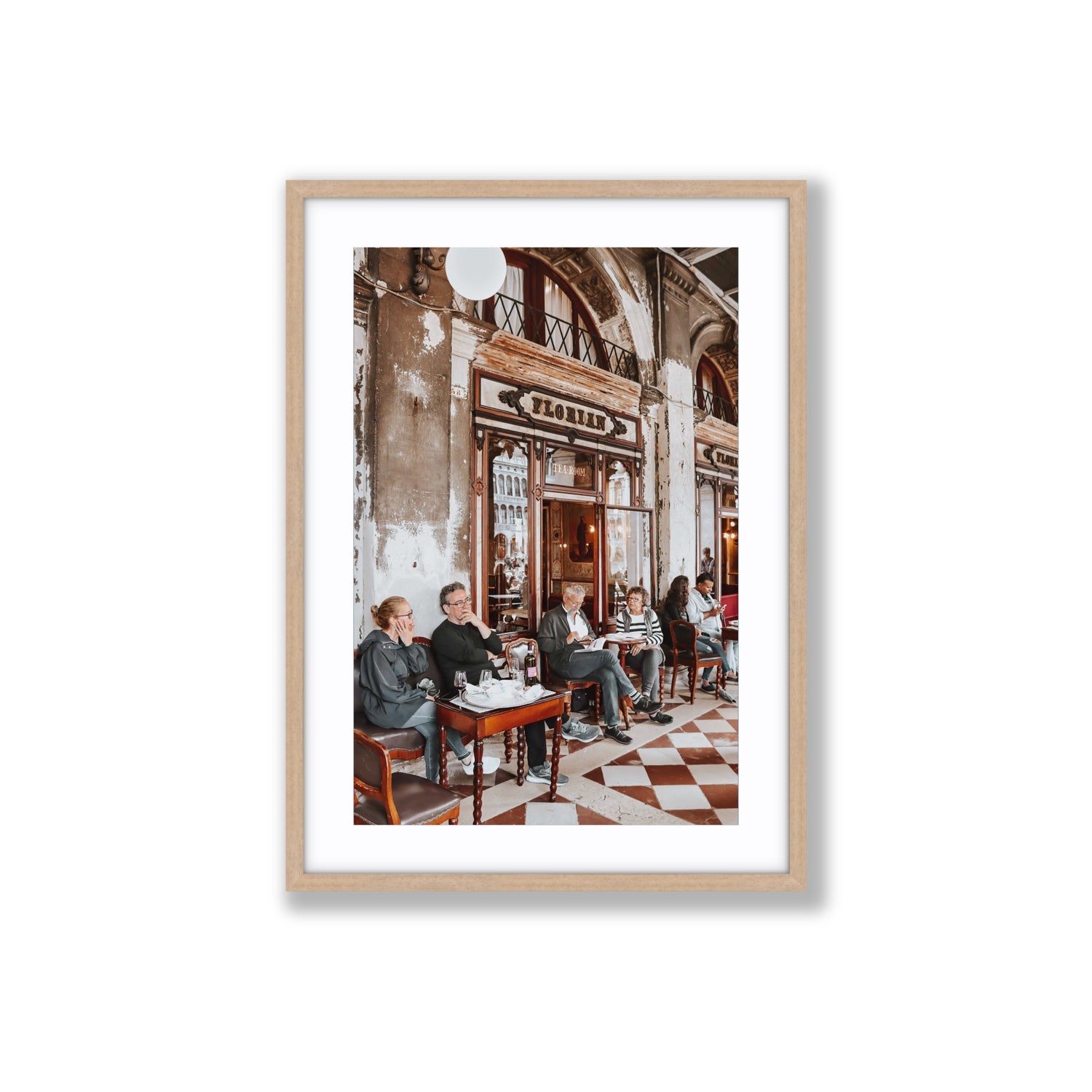 Tea Room Venice Italian wall art Large fine art print in natural oak frame with matboard