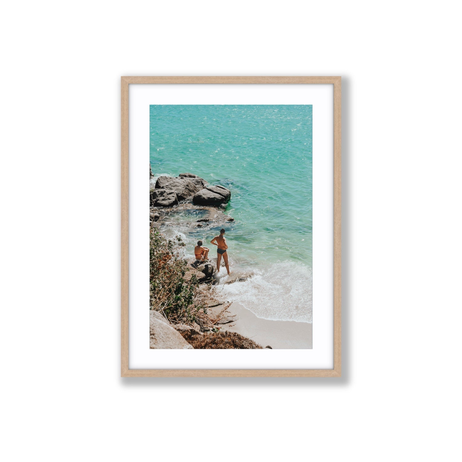 Scene Stealers Mykonos Greek island wall art Large fine art print in natural oak frame with matboard