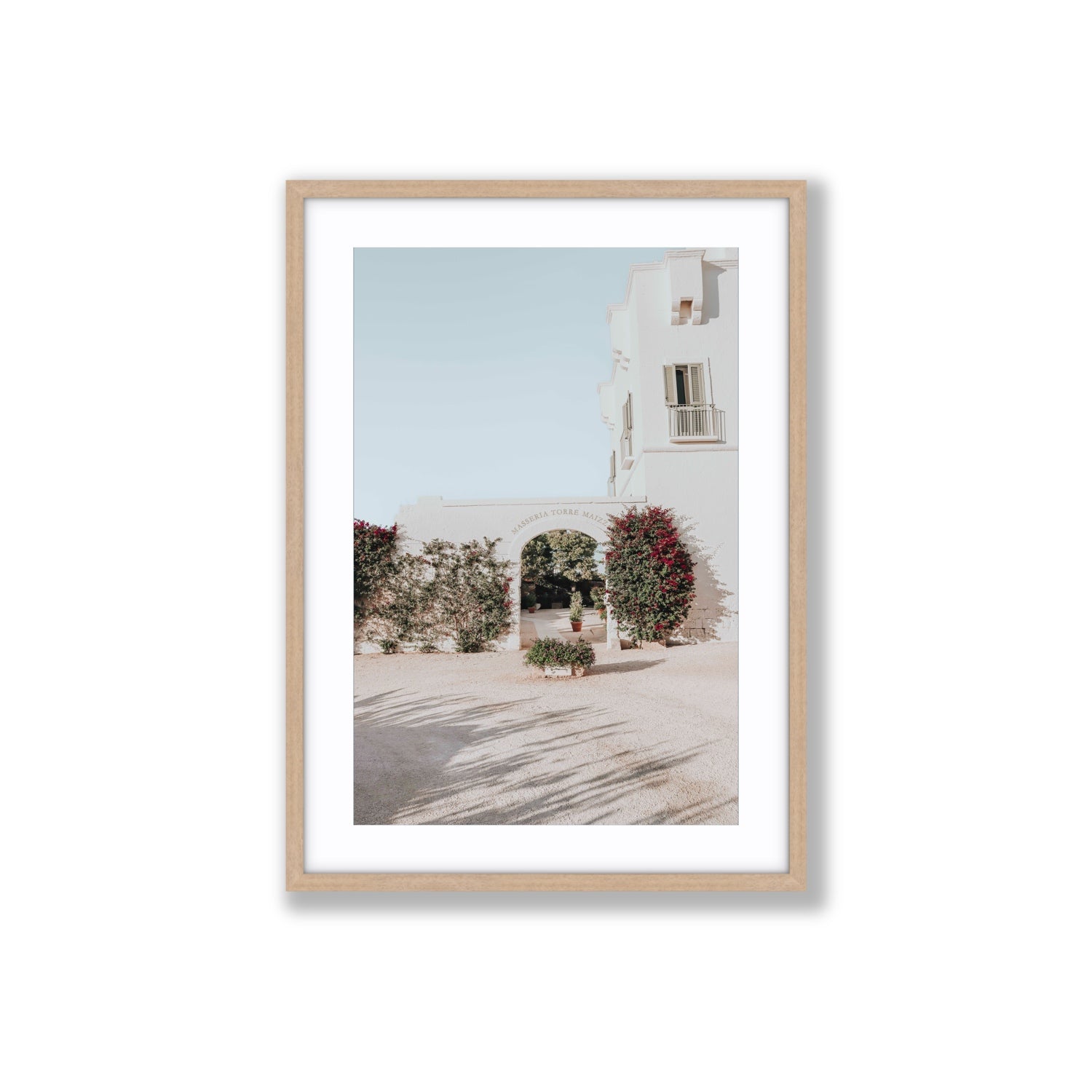 Villa Retreat fine art print, Puglia, Italy, Large, Natural Oak Frame · Matboard, Fine Art Print