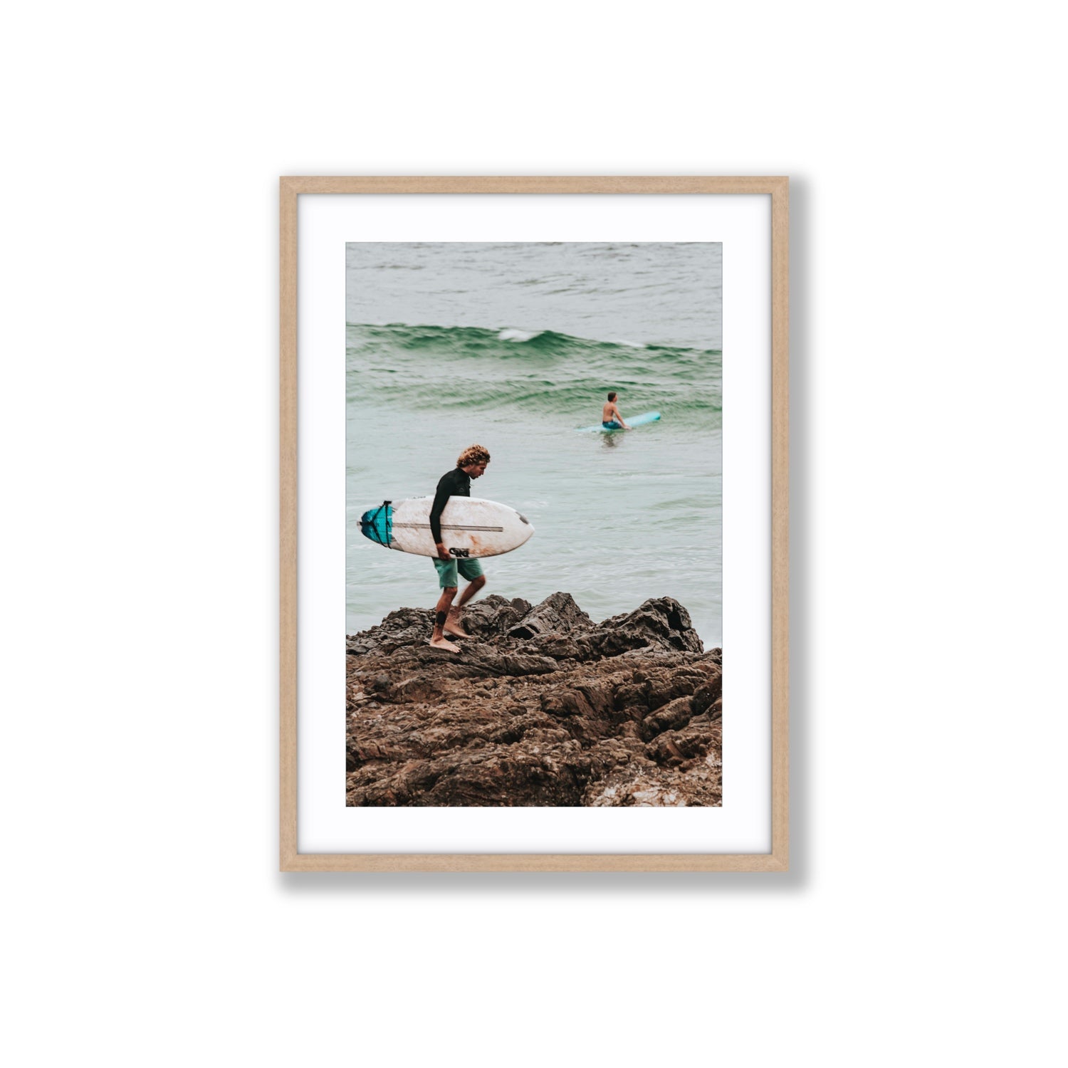 Not All Who Wander Are Lost Byron Bay Surf wall art Large fine art print in natural oak frame with matboard