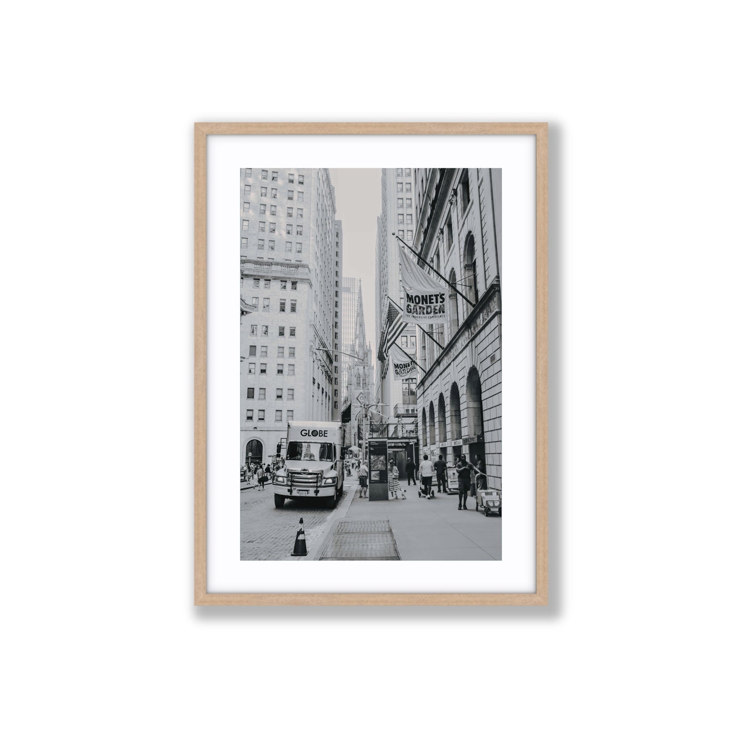 Metropolitan Monotone New York NYC Black & White wall art Large fine art print in natural oak frame with matboard