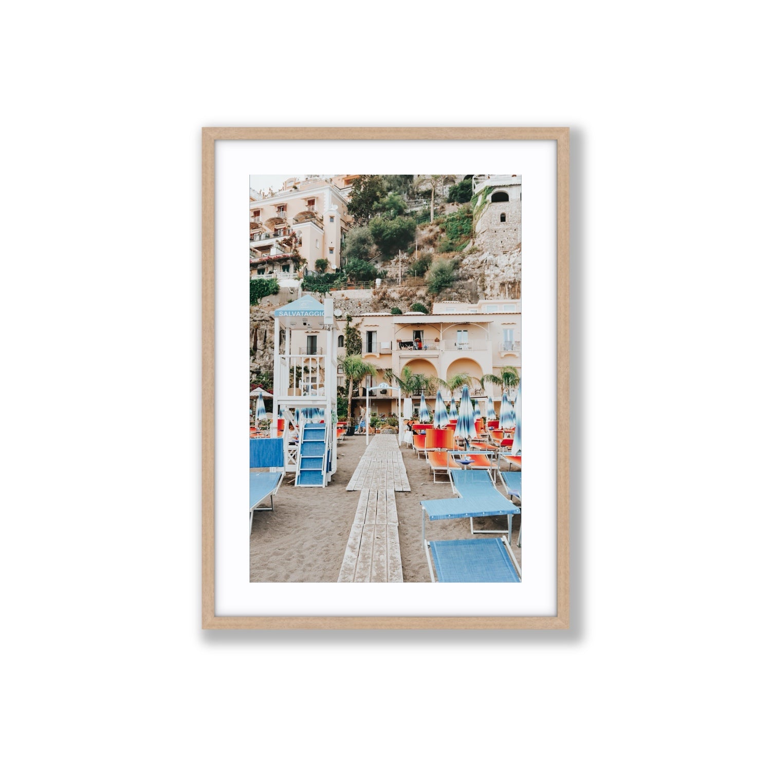 Torre Di Salvataggio fine art print, Positano, Italy, Large, Natural Oak Frame · Matboard, Fine Art Print