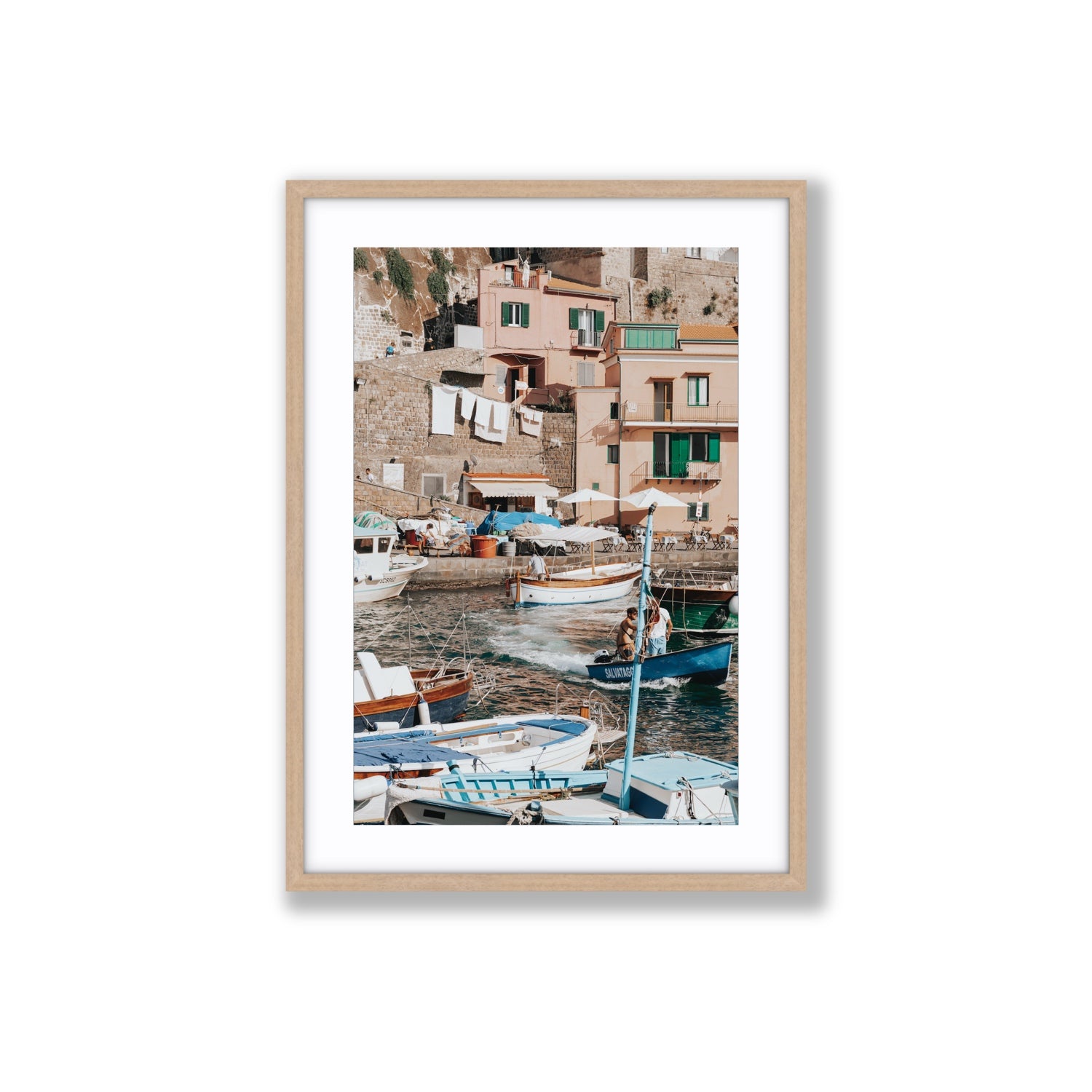 Coastal Carousel fine art print, Sorrento, Italy, Large, Natural Oak Frame · Matboard, Fine Art Print