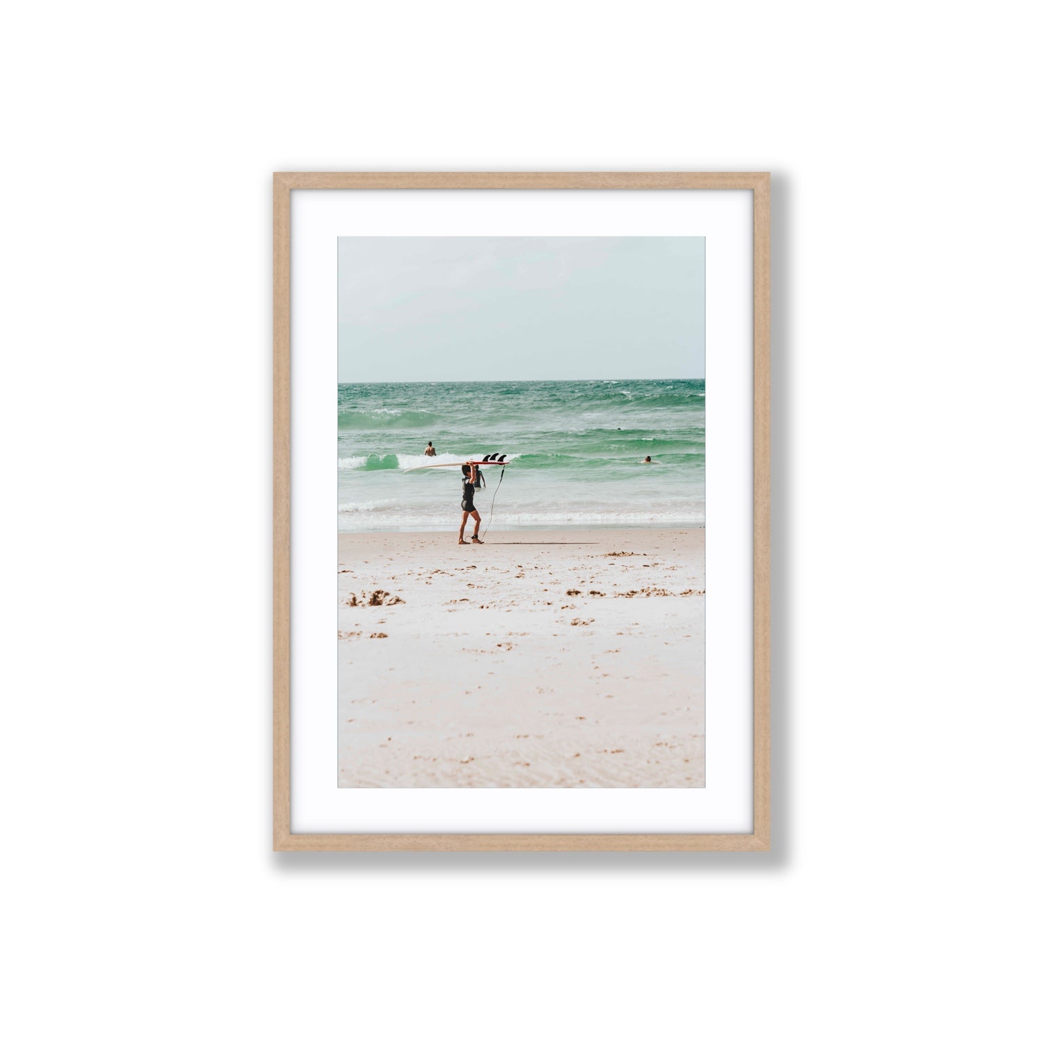 Grommet Byron Bay Surf coastal wall art Large fine art print in natural oak frame with matboard