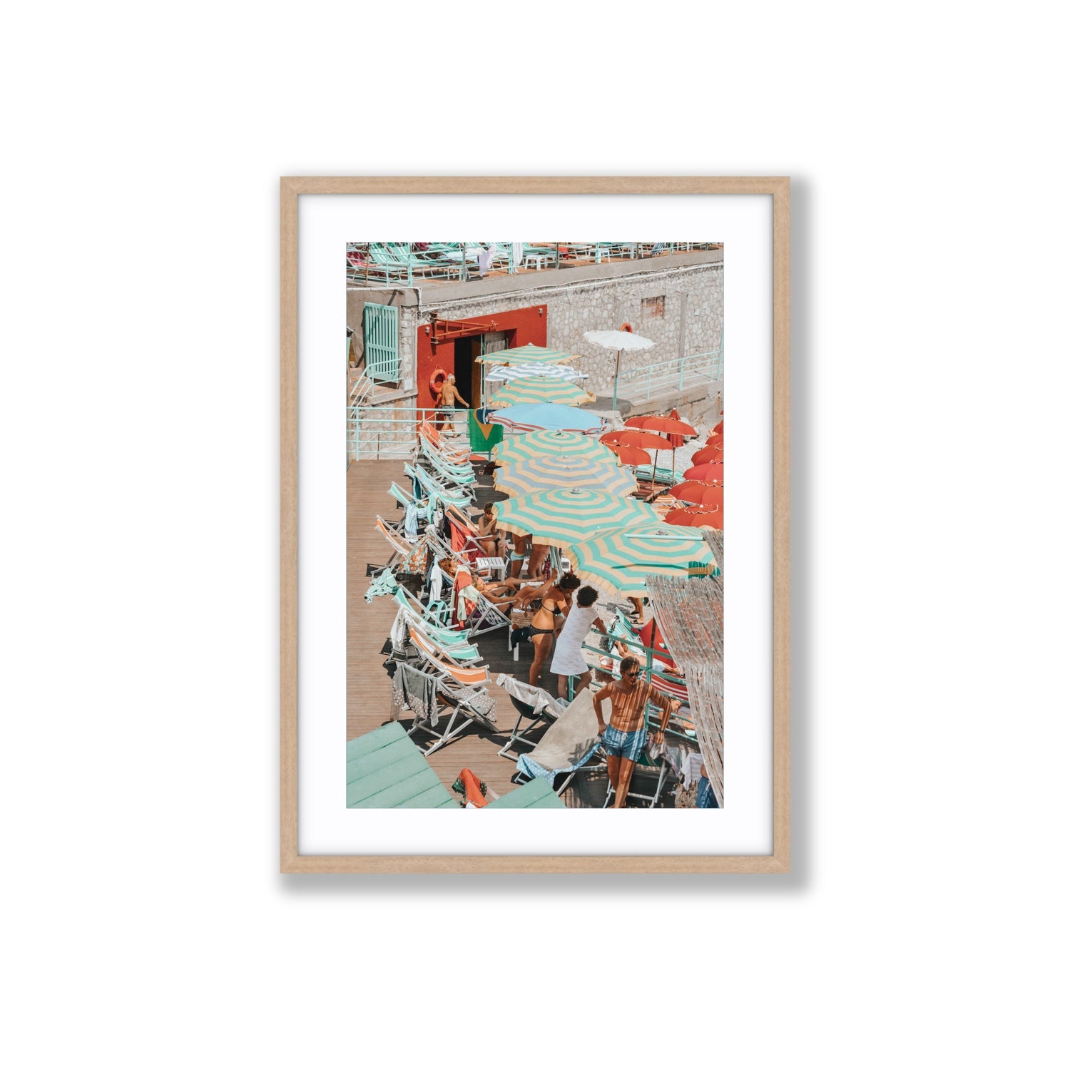 Colourful Canopy fine art print, Capri, Italy, Large, Natural Oak Frame · Matboard, Fine Art Print