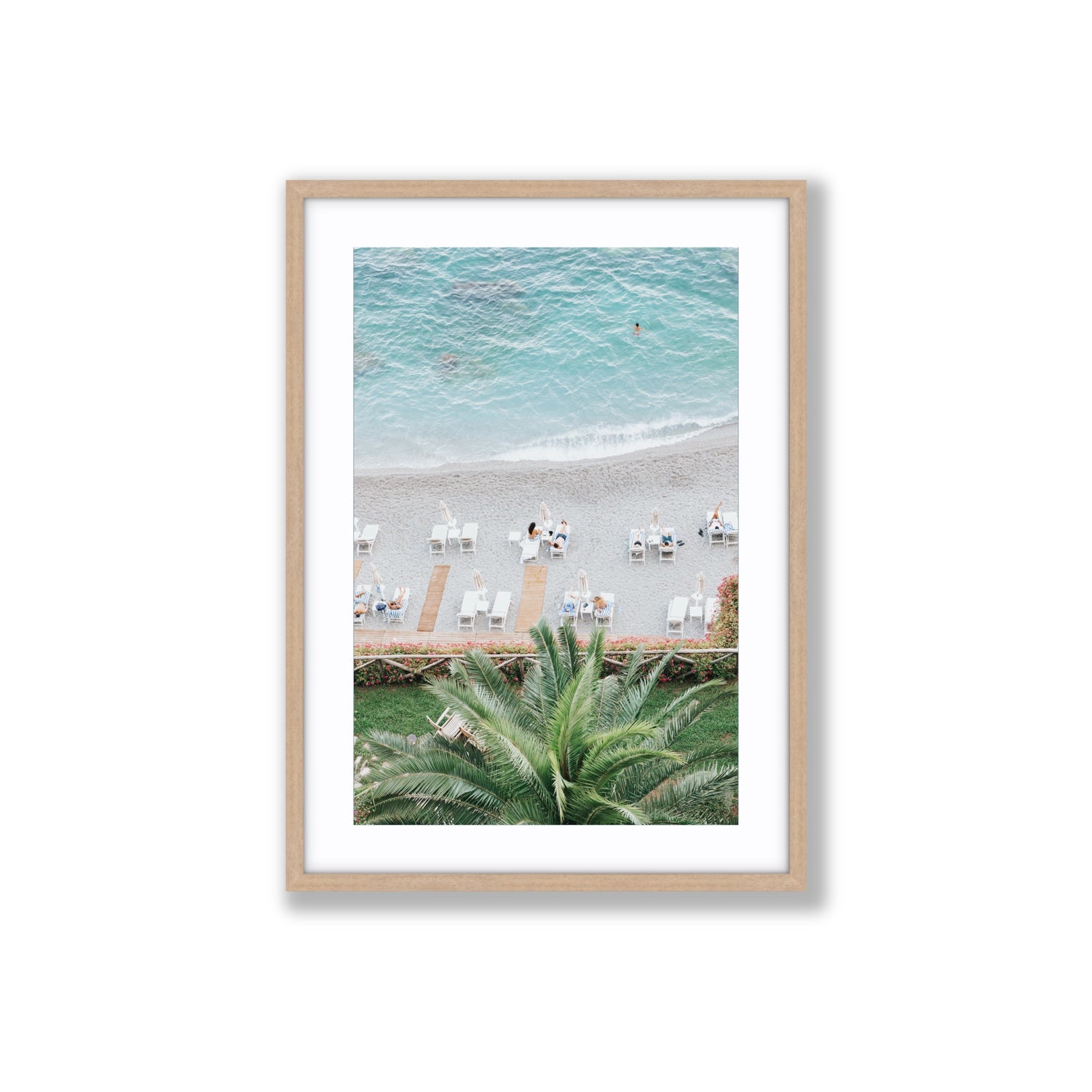 Paradiso Amalfi Mediterranean wall art Large fine art print in natural oak frame with matboard