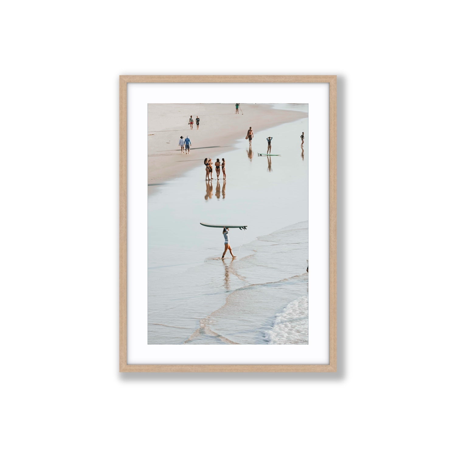 Bailey Byron Bay beach coastal decor wall art Large fine art print in natural oak frame with matboard