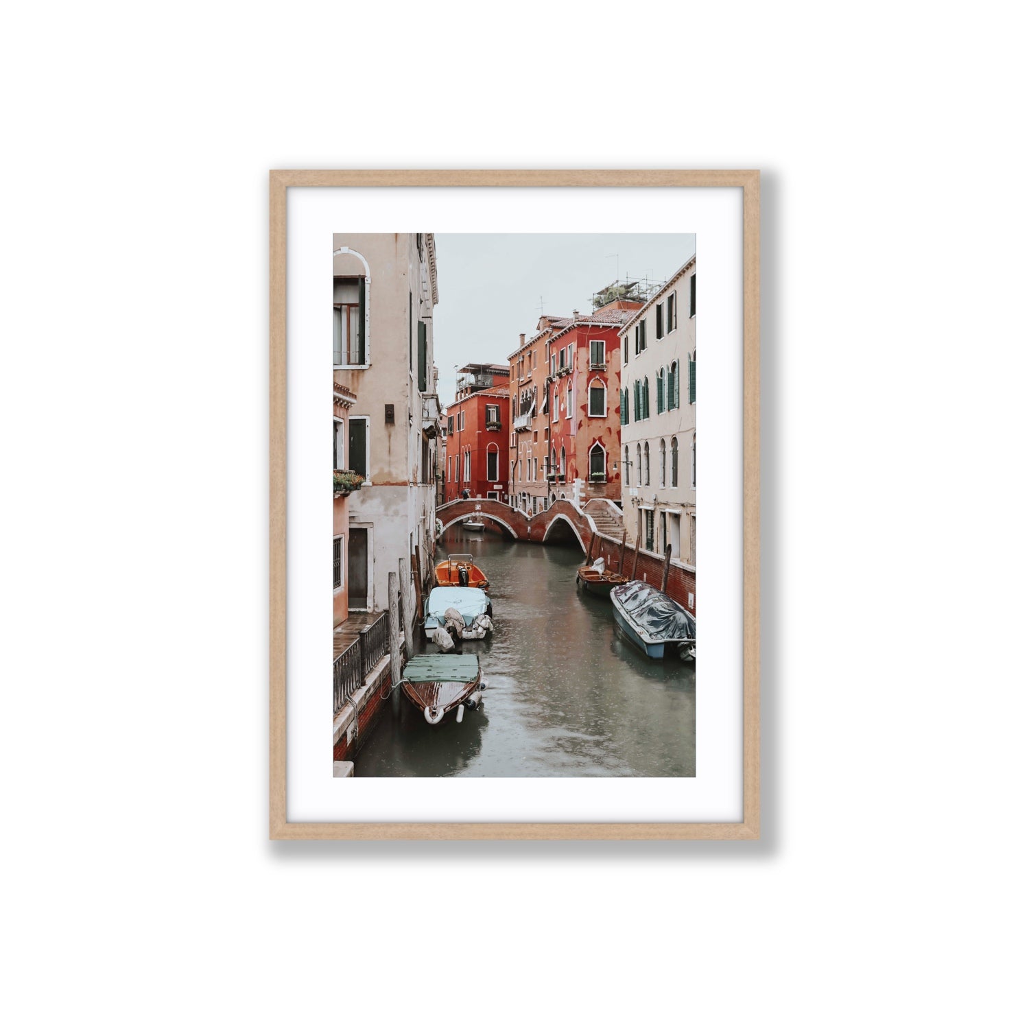 City of Water Venice Italian Mediterranean decor wall art Large fine art print in natural oak frame with matboard