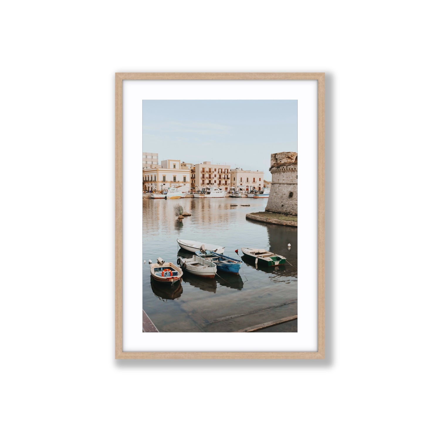 Fishing Legacy fine art print, Puglia, Italy, Large, Natural Oak Frame · Matboard, Fine Art Print