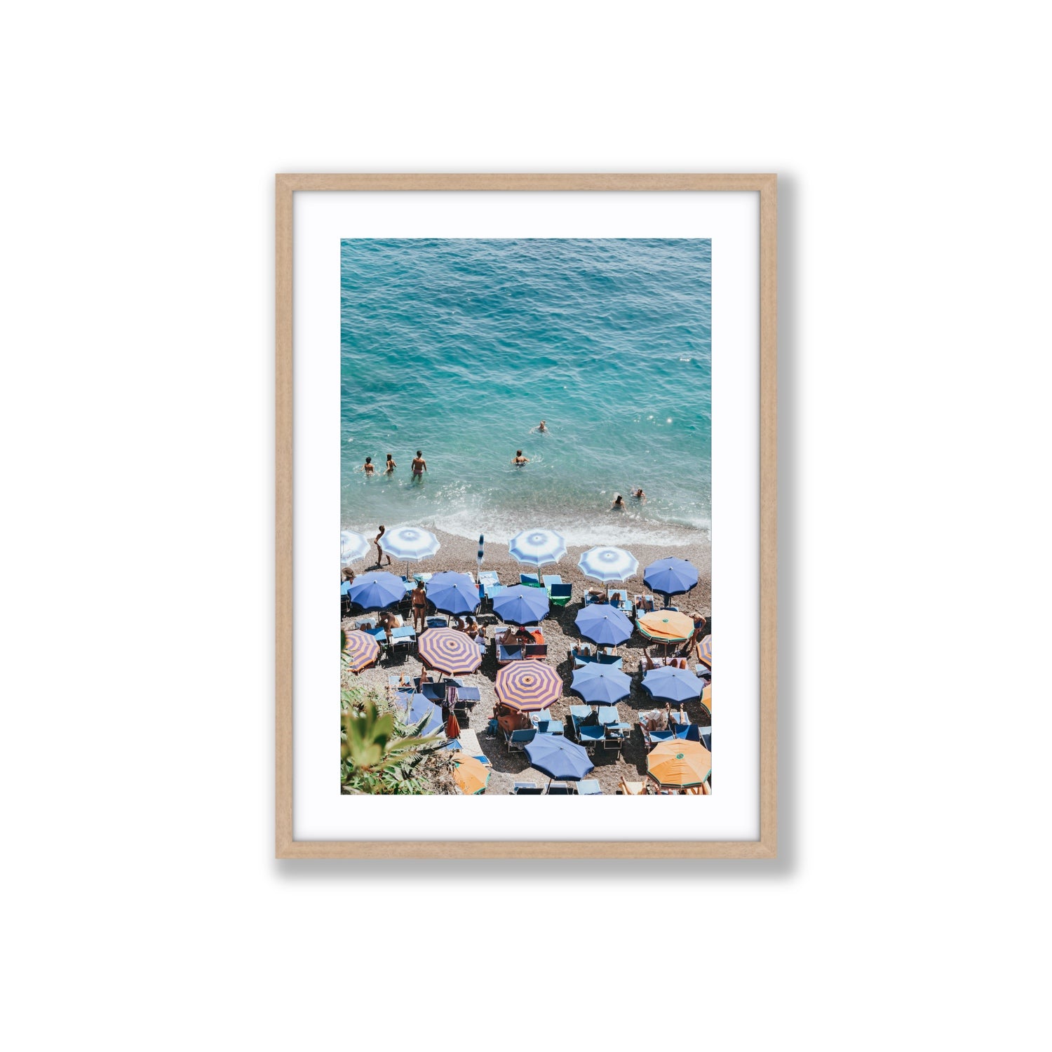 Paradise Beach fine art print, Positano, Italy, Large, Natural Oak Frame · Matboard, Fine Art Print