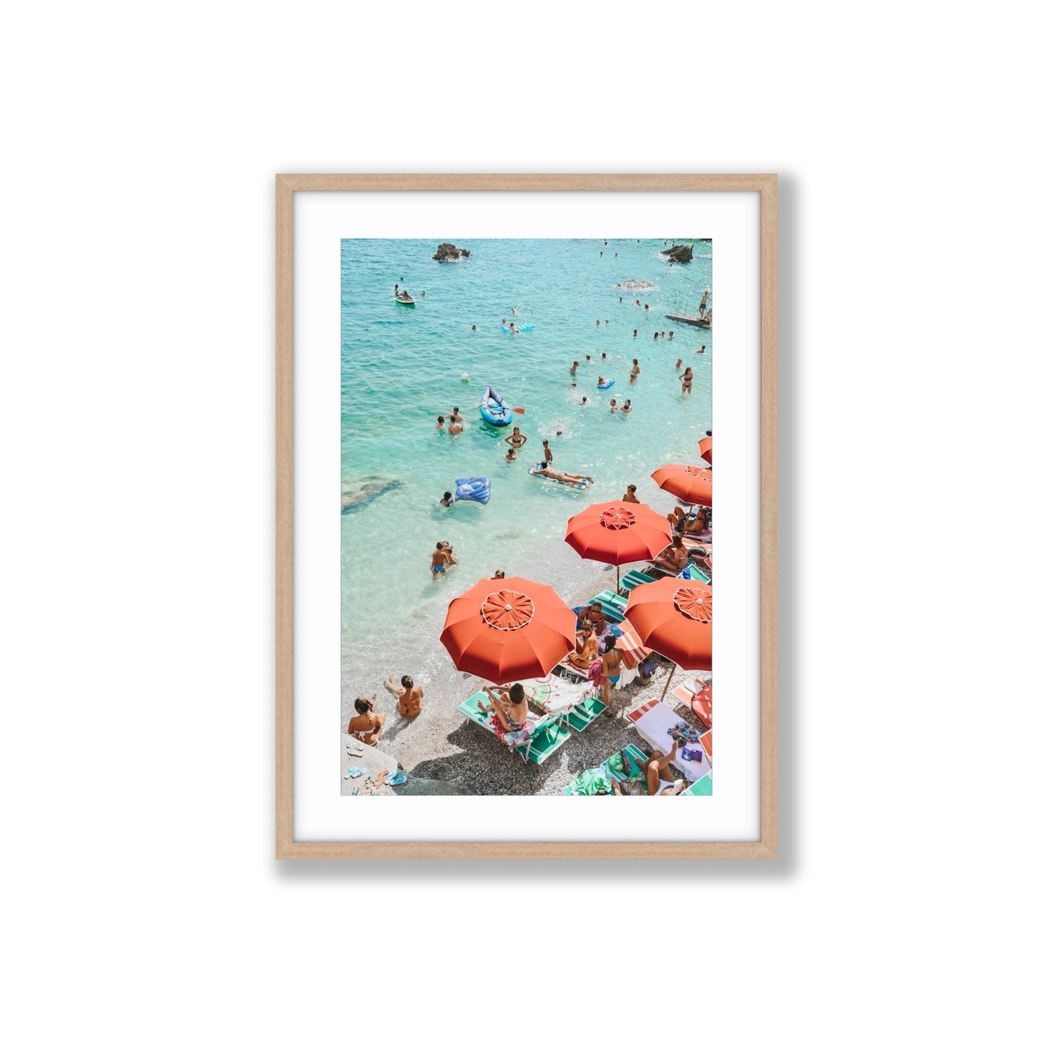 Easy Street Capri Italian beach wall art Large fine art print in natural oak frame with matboard