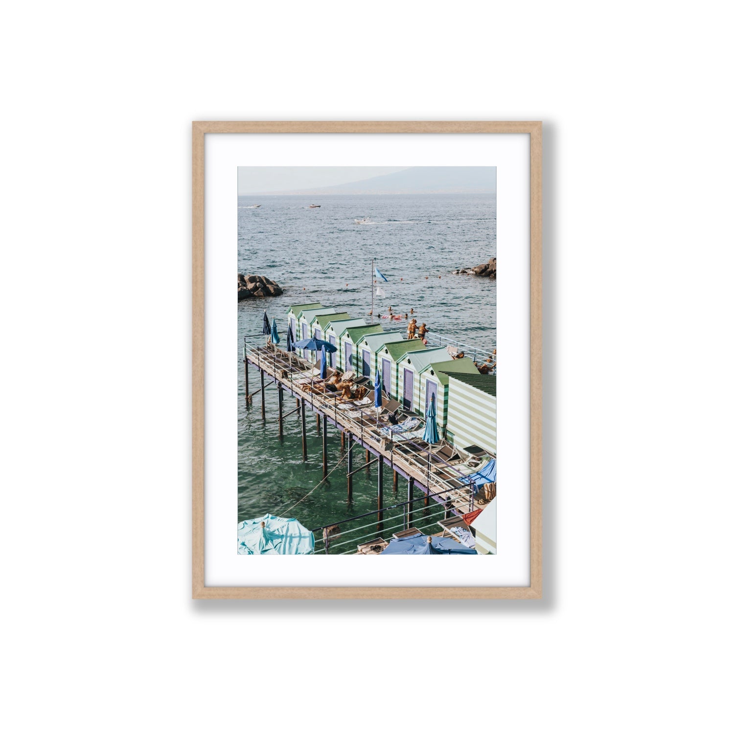 Cabine da Spiaggia fine art print, Sorrento, Italy, Large, Natural Oak Frame · Matboard, Fine Art Print