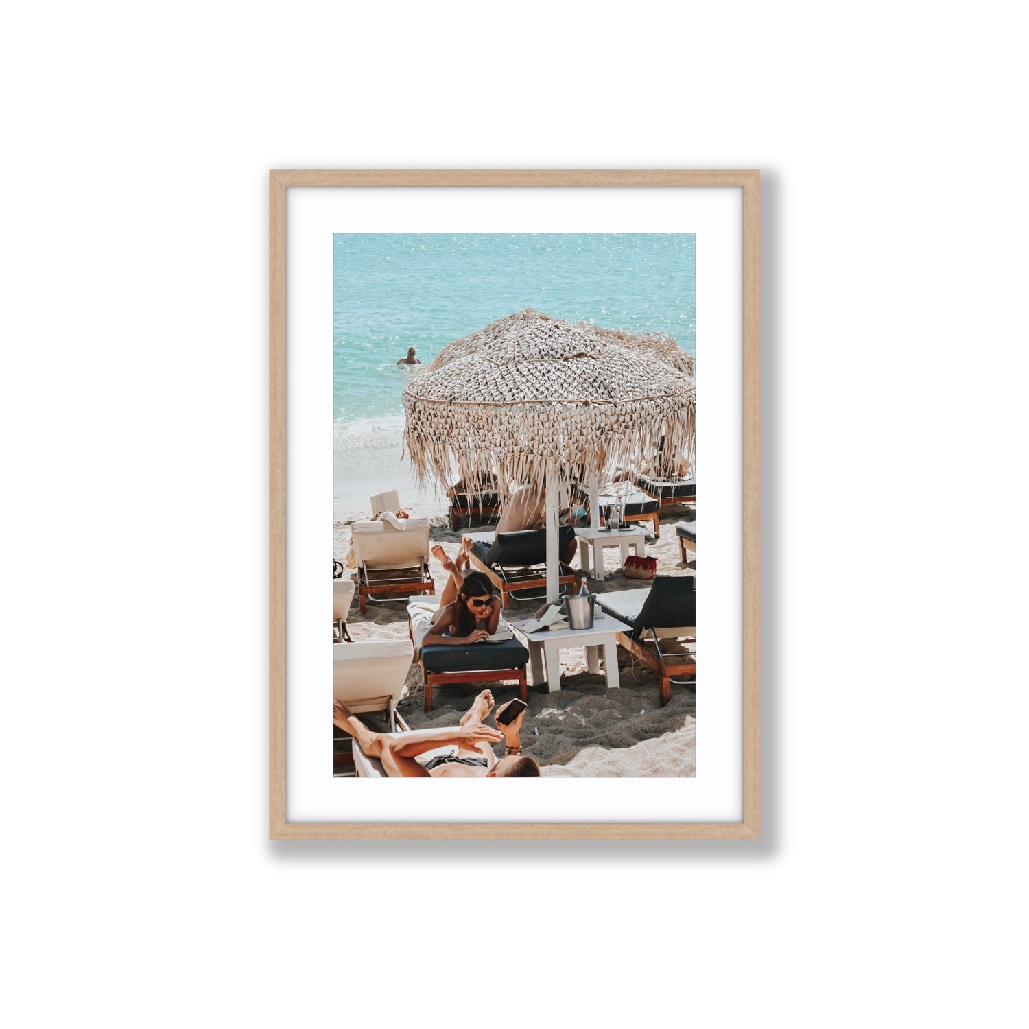 In The Zone Mykonos Greek island wall art Large fine art print in natural oak frame with matboard