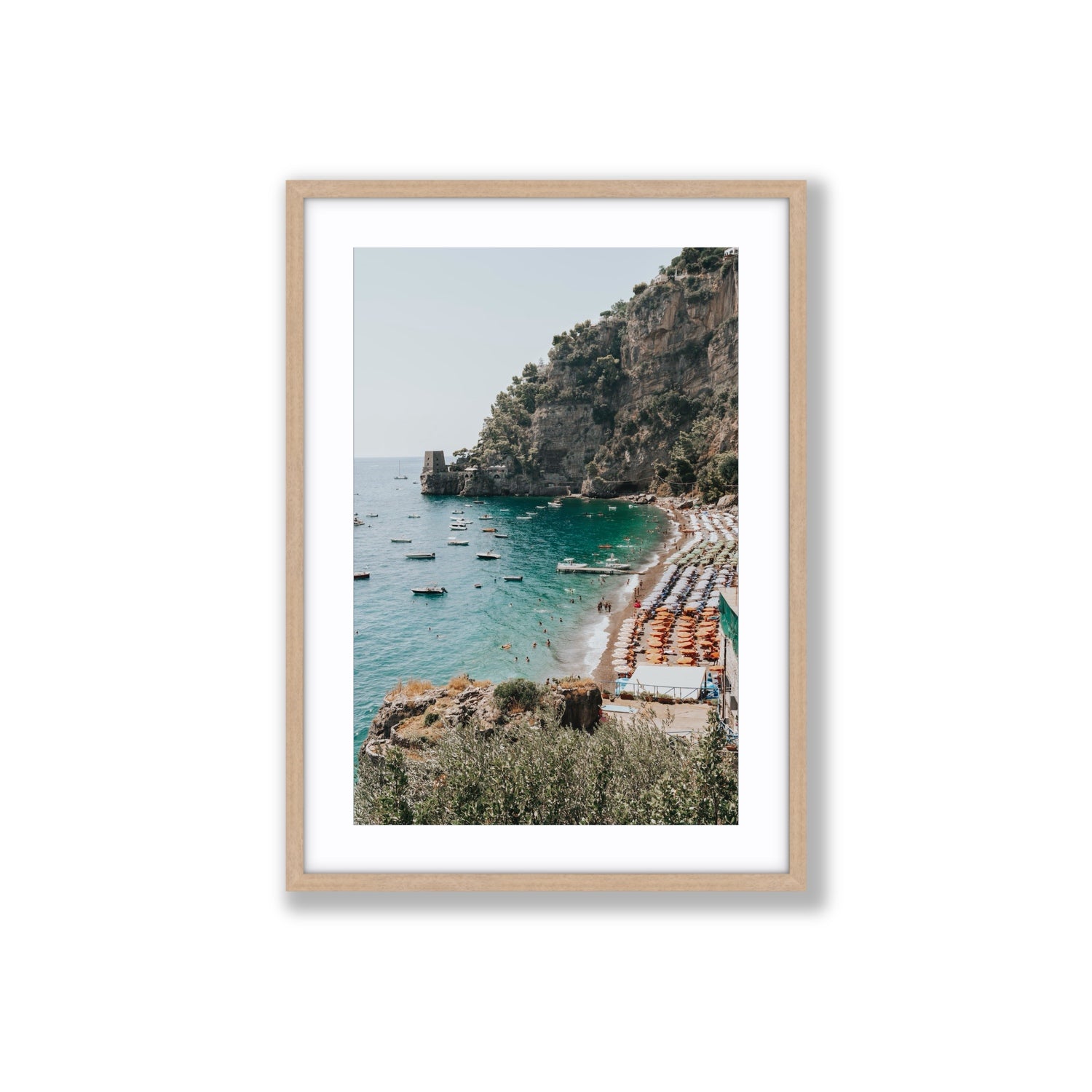 Baia dei Sogni fine art print, Positano, Italy, Large, Natural Oak Frame · Matboard, Fine Art Print