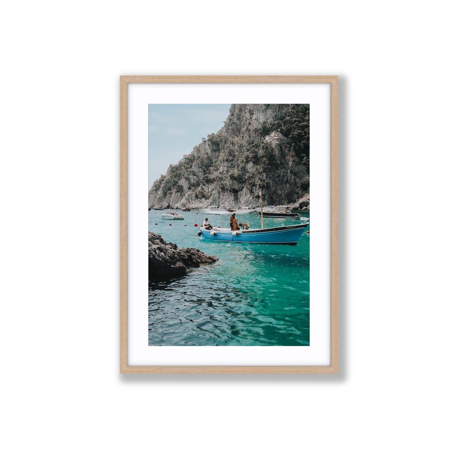 Emerald Escape fine art print, Capri, Italy, Large, Natural Oak Frame · Matboard, Fine Art Print