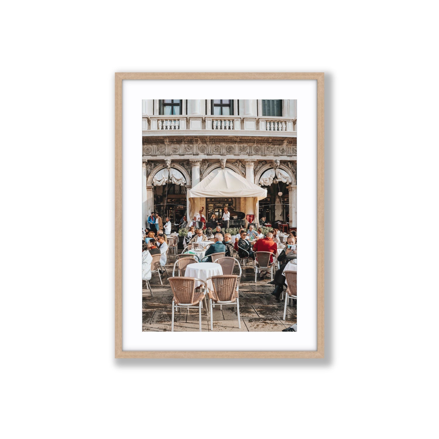 Piazza San Marco Venice Italian wall art Large fine art print in natural oak frame with matboard