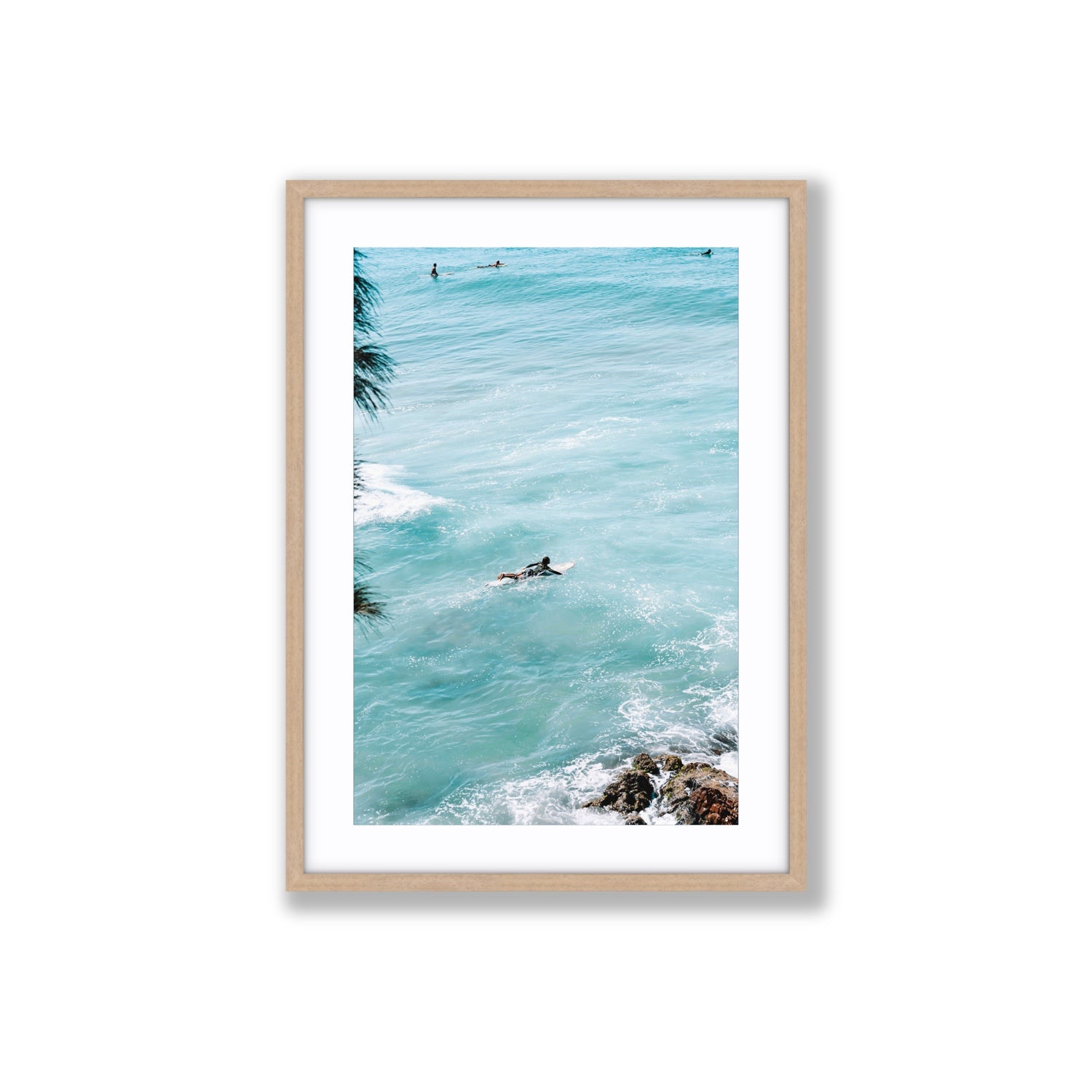 Blue Crush fine art print, Byron Bay, Australia, Large, Natural Oak Frame · Matboard, Fine Art Print