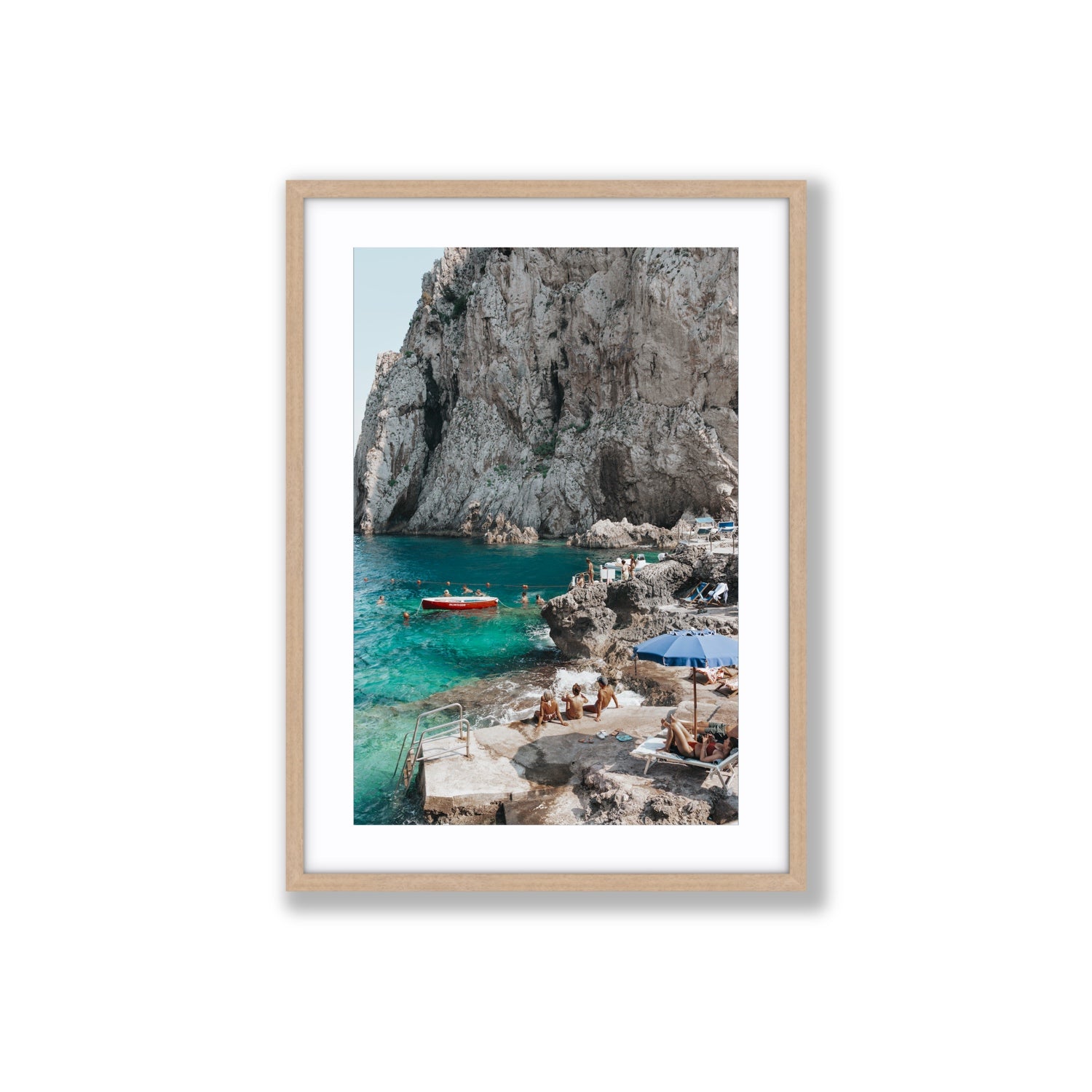 Tranquility fine art print, Capri, Italy, Large, Natural Oak Frame · Matboard, Fine Art Print