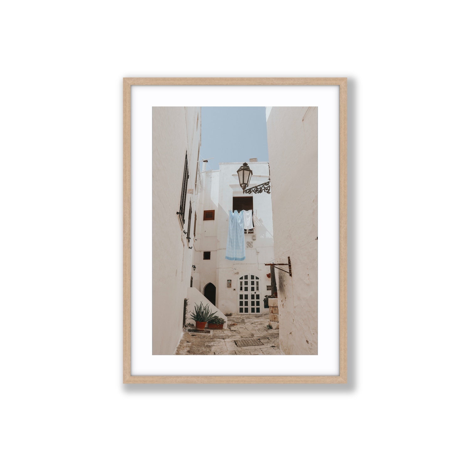 Laundry Day fine art print, Puglia, Italy, Large, Natural Oak Frame · Matboard, Fine Art Print