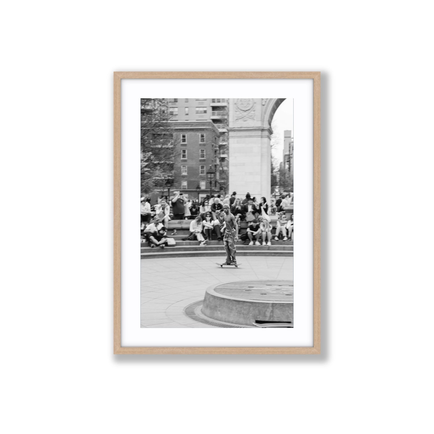 Parkside Pirouettes New York NYC Black & White wall art Large fine art print in natural oak frame with matboard