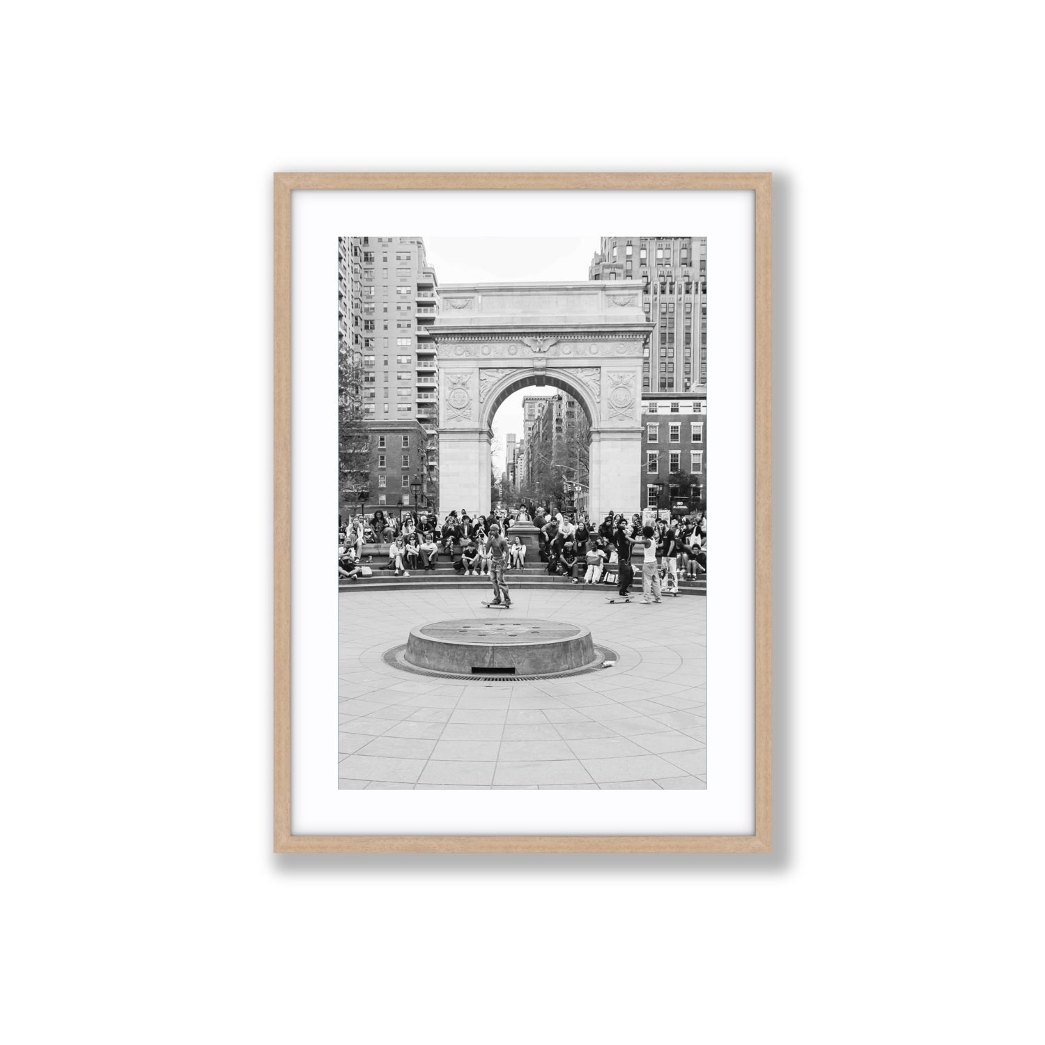 Concrete Conqueror New York NYC Skateboard wall art Large fine art print in natural oak frame with matboard