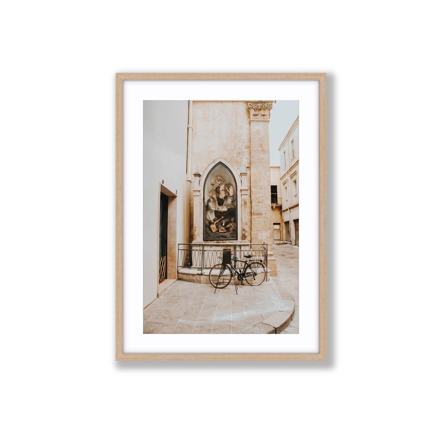 La Chiesa Puglia Otranto Italian wall art Large fine art print in natural oak frame with matboard