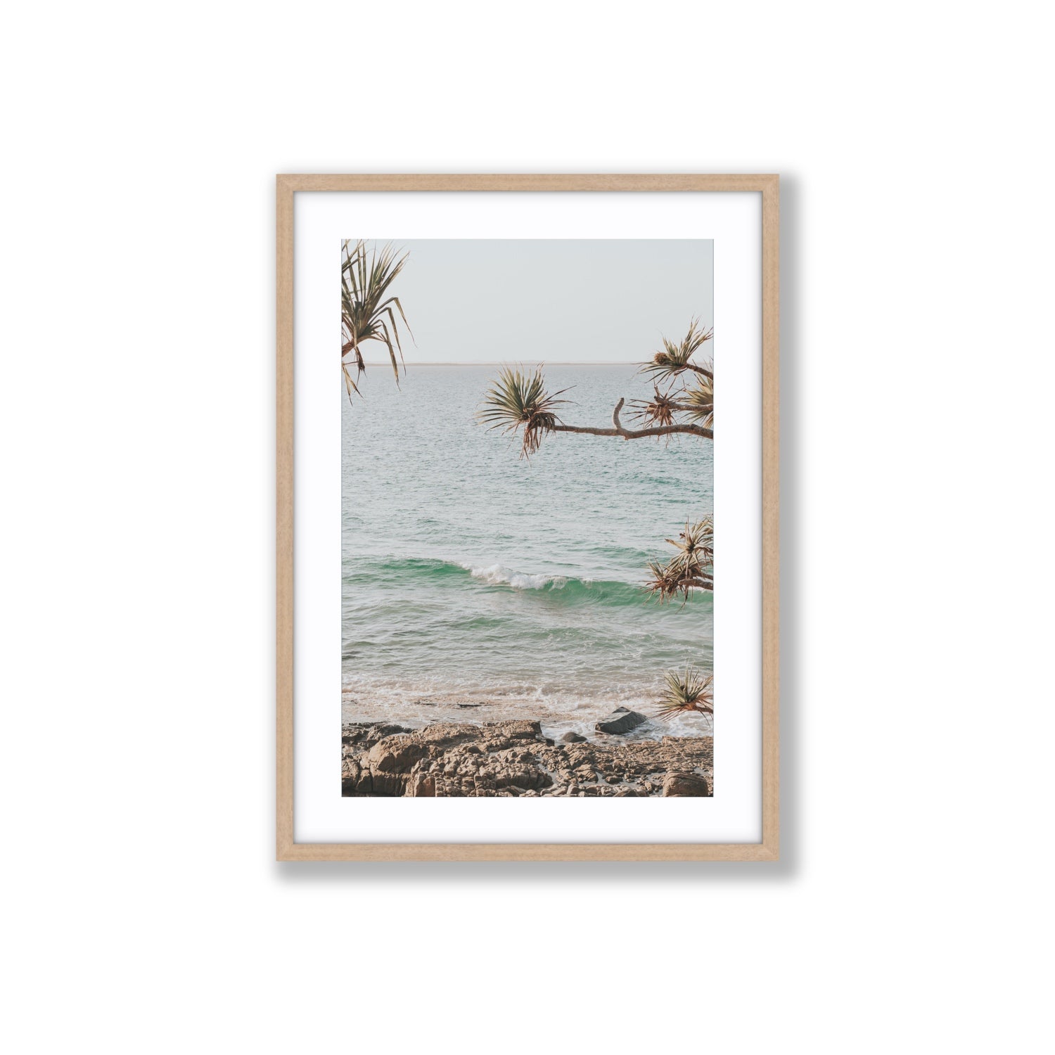 Good Vibrations fine art print, Noosa, Australia, coastal scenes artwork, Large, Natural Oak Frame · Matboard, Fine Art Print