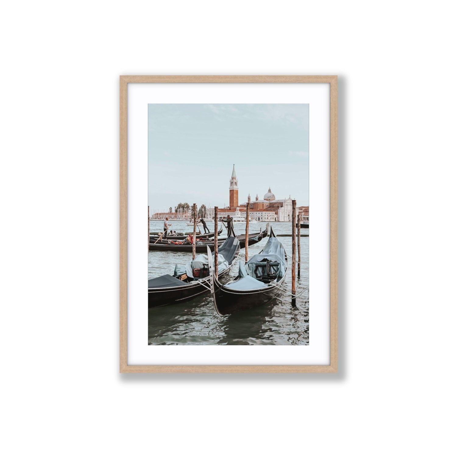 Italian Commute Venice Italian Mediterranean decor wall art Large fine art print in natural oak frame with matboard