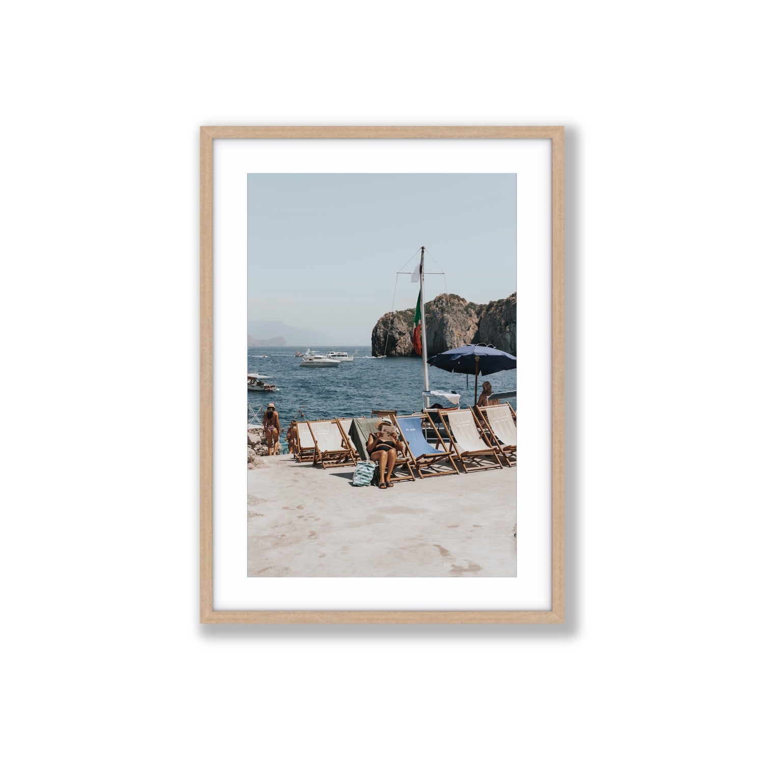 Vintage Sun Goddess fine art print, Capri, Italy, Large, Natural Oak Frame · Matboard, Fine Art Print