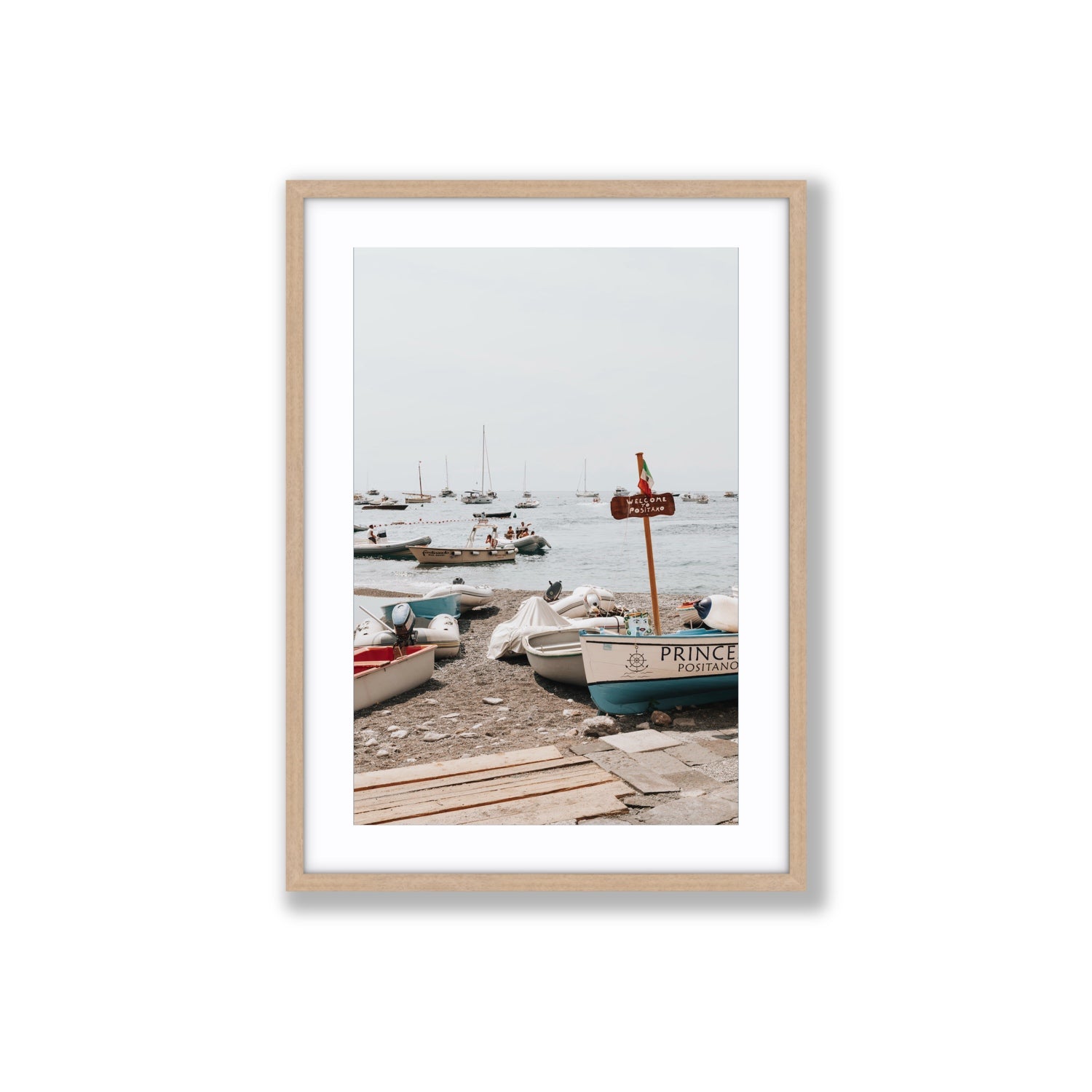 Coming Home fine art print, Positano, Italy, Large, Natural Oak Frame · Matboard, Fine Art Print