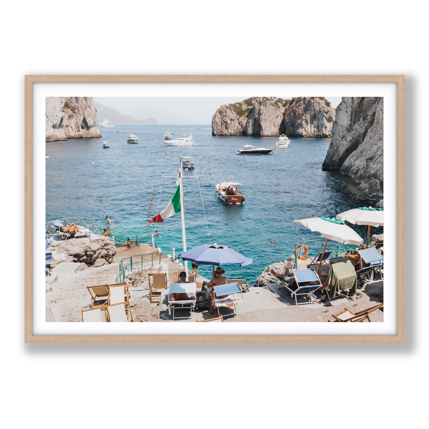 Smooth Sailing fine art print, Capri, Italy, Statement, Natural Oak Frame · Matboard, Fine Art Print