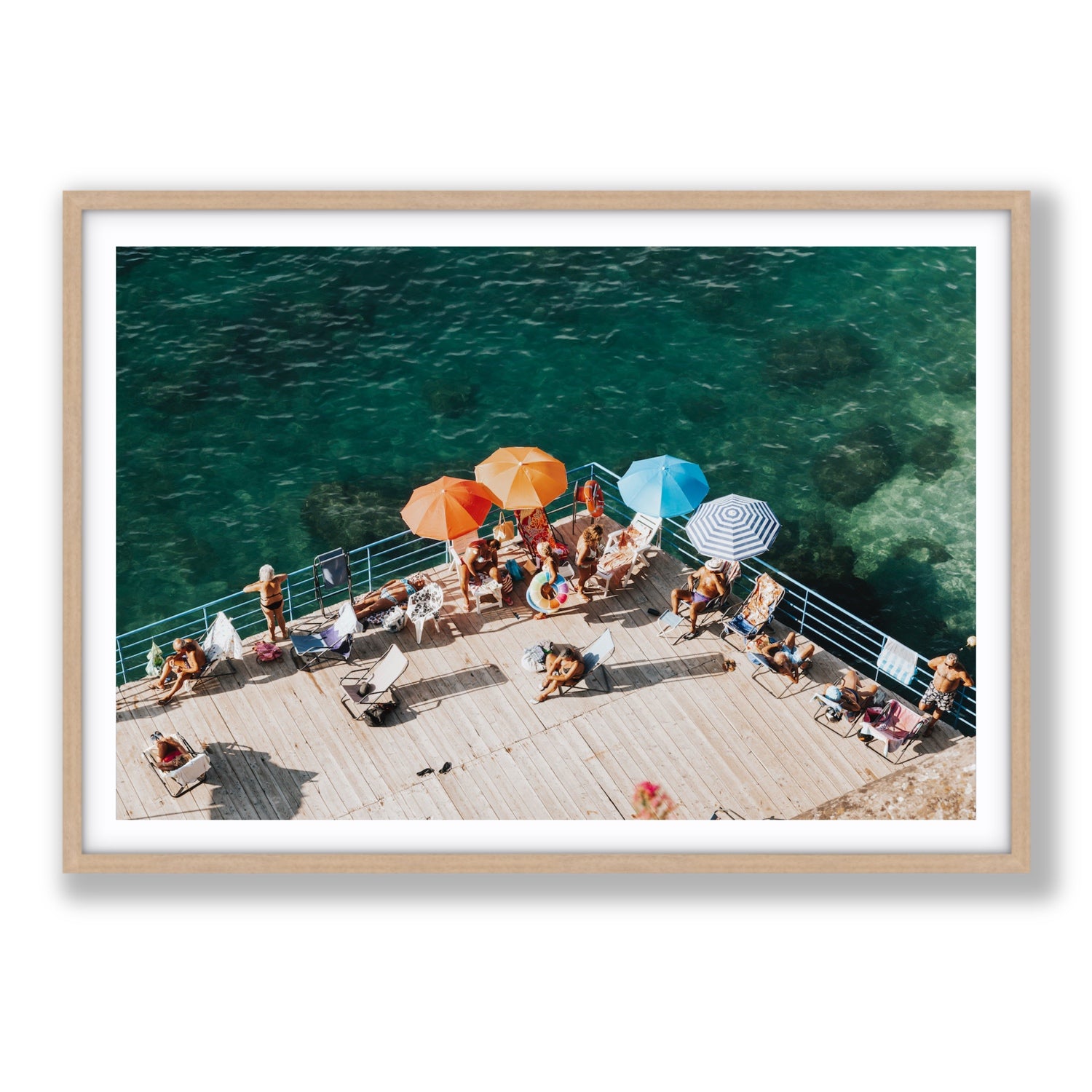 Il Dolce Far Niente Sorrento coastal wall art Statement fine art print in natural oak frame with matboard