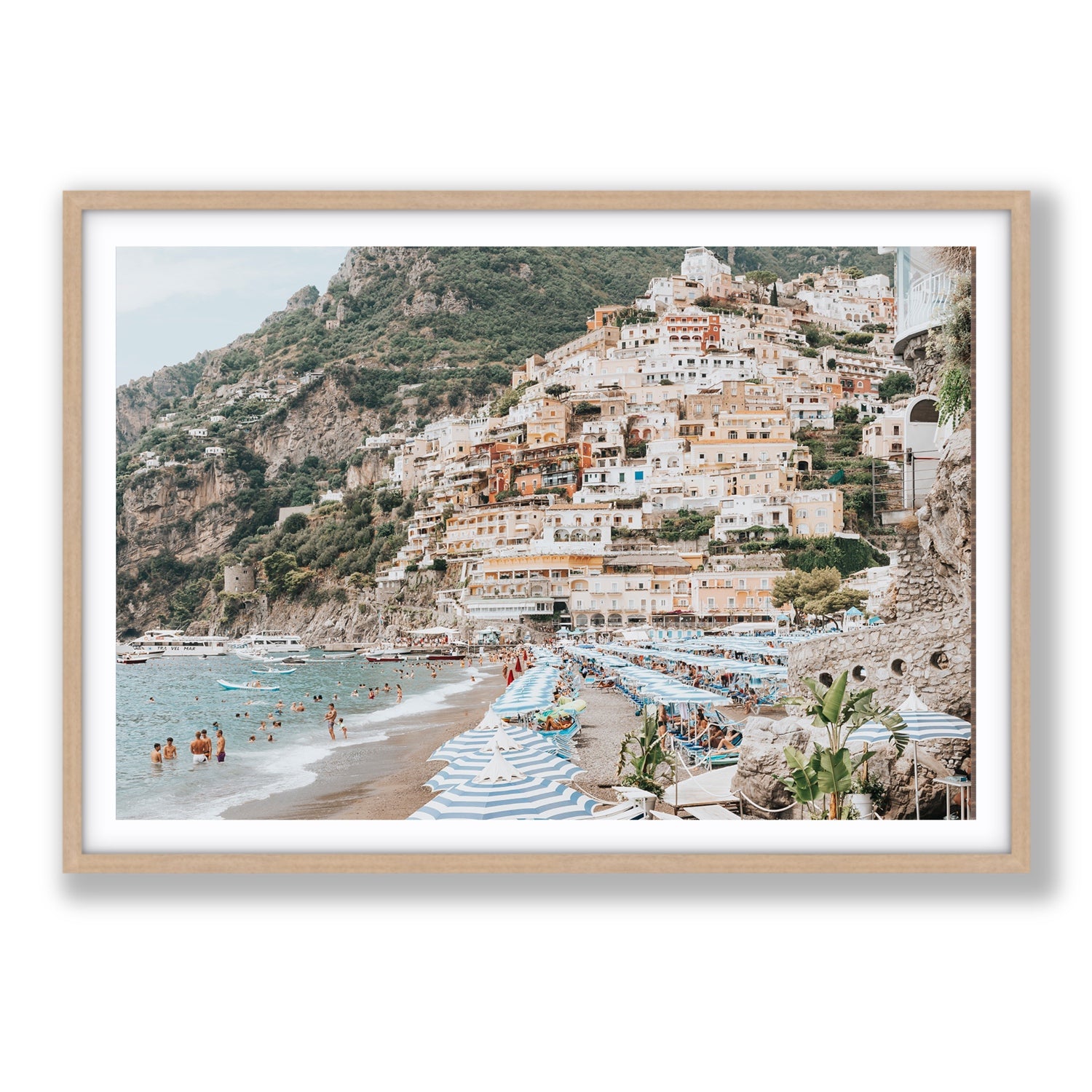 Villagio Sul Mare fine art print, Positano, Italy, Statement, Natural Oak Frame · Matboard, Fine Art Print