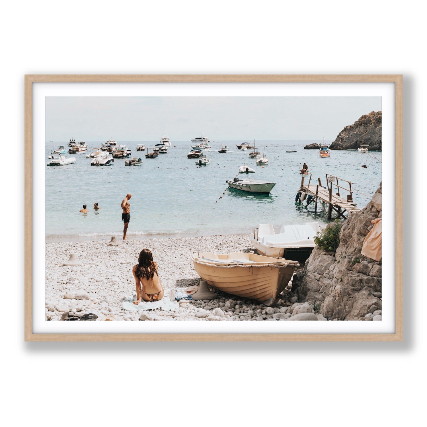 L'Osservatore Nerano wall art Statement fine art print in natural oak frame with matboard
