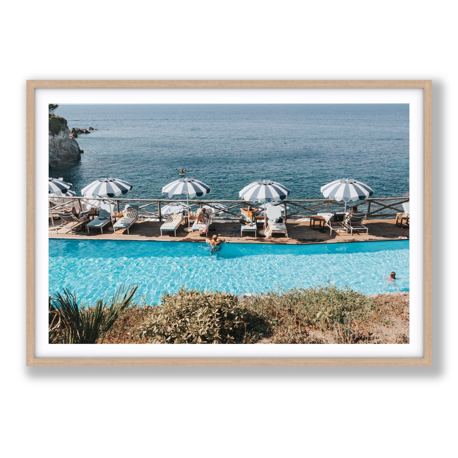Hues Of Blues fine art print, Ischia, Italy, Statement, Natural Oak Frame · Matboard, Fine Art Print