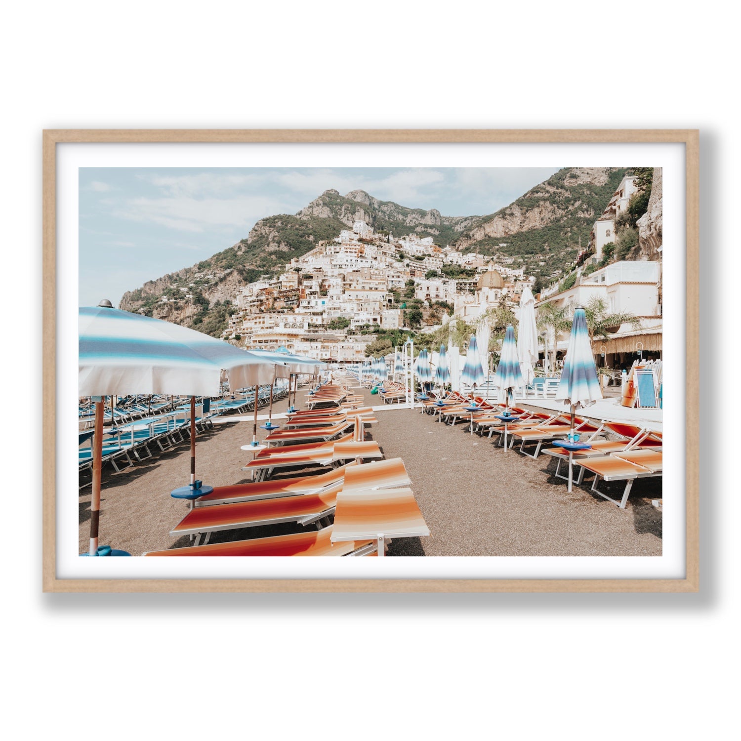 Spiaggia Grande fine art print, Positano, Italy, Statement, Natural Oak Frame · Matboard, Fine Art Print