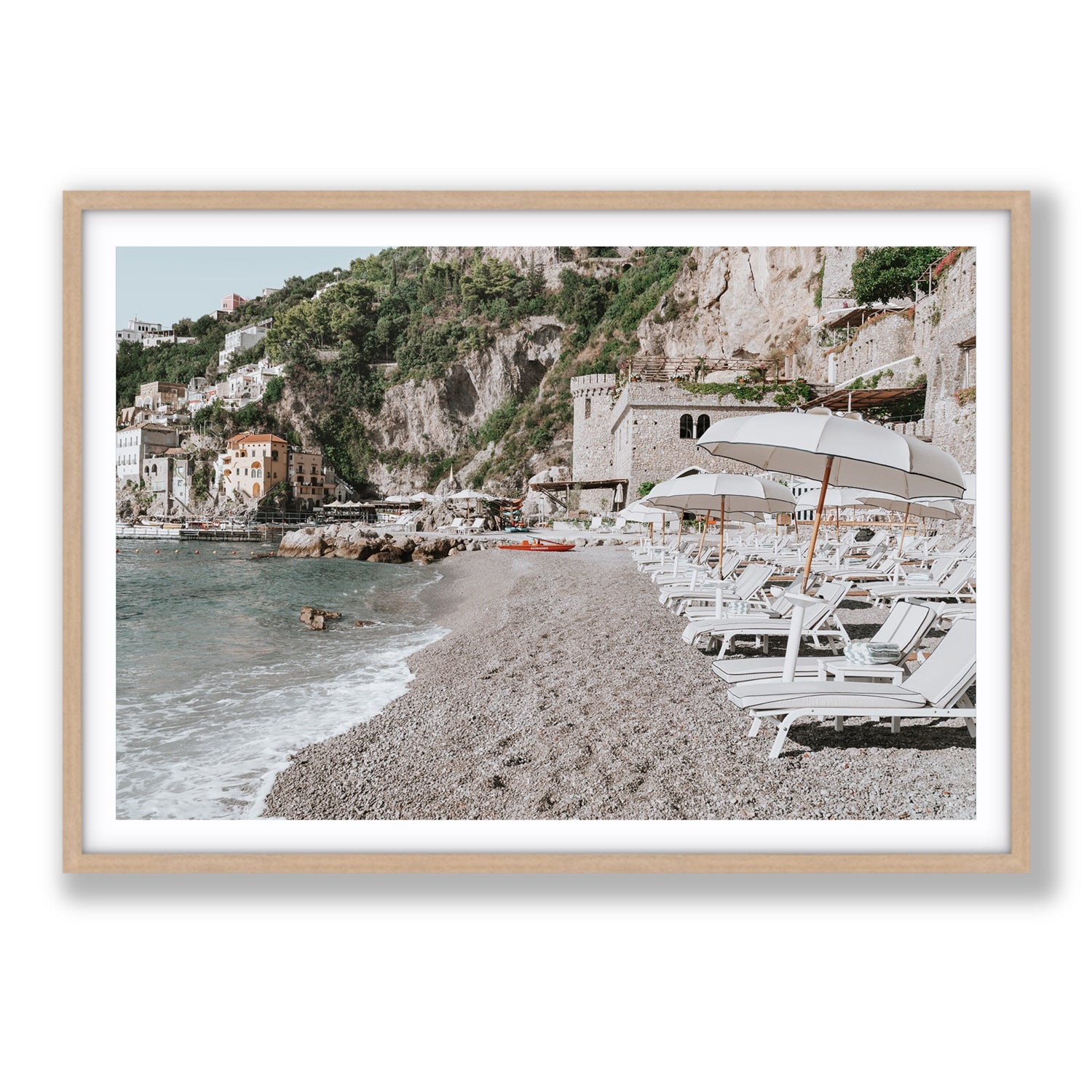 Borgo Santandrea fine art print, Amalfi, Italy, Statement, Natural Oak Frame · Matboard, Fine Art Print