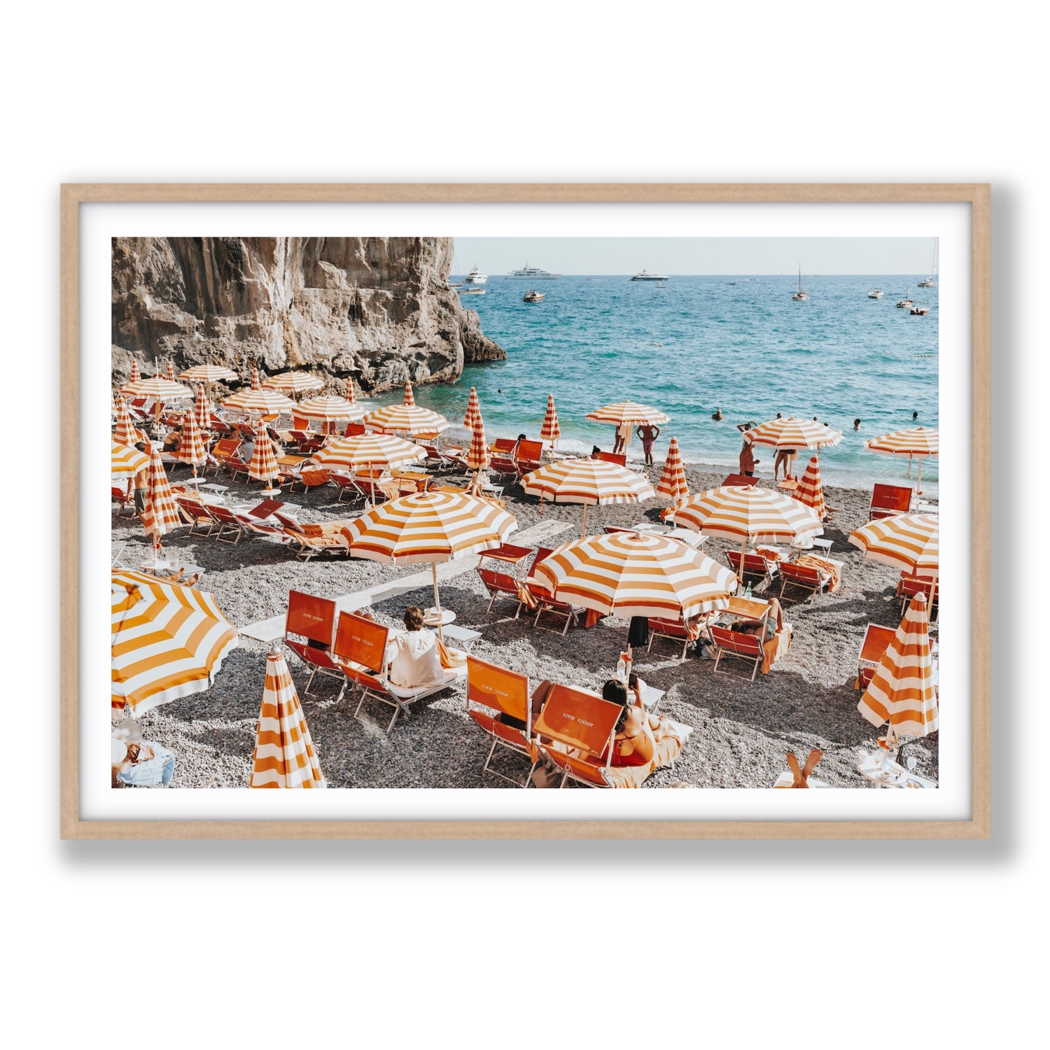 Mango Sorbet fine art print, Positano, Italy, Statement, Natural Oak Frame · Matboard, Fine Art Print